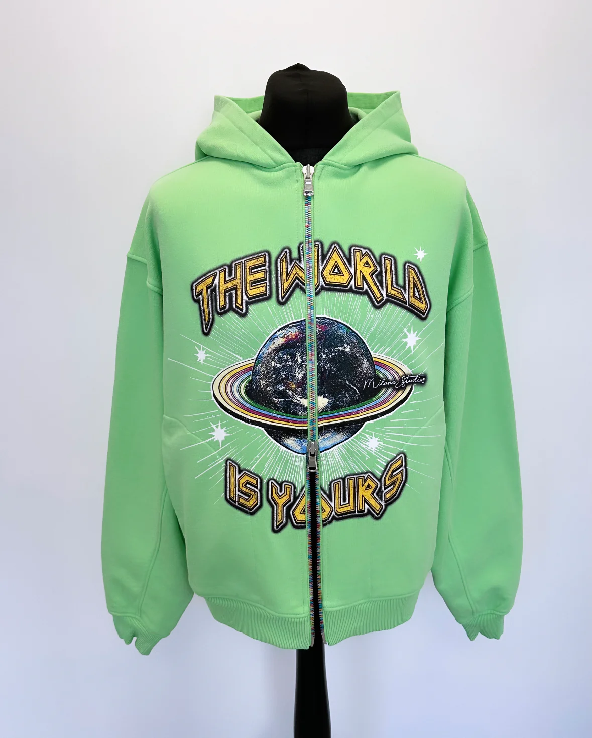 Apple Green Planet Multi Colour Zip Hoodie. - Image 4