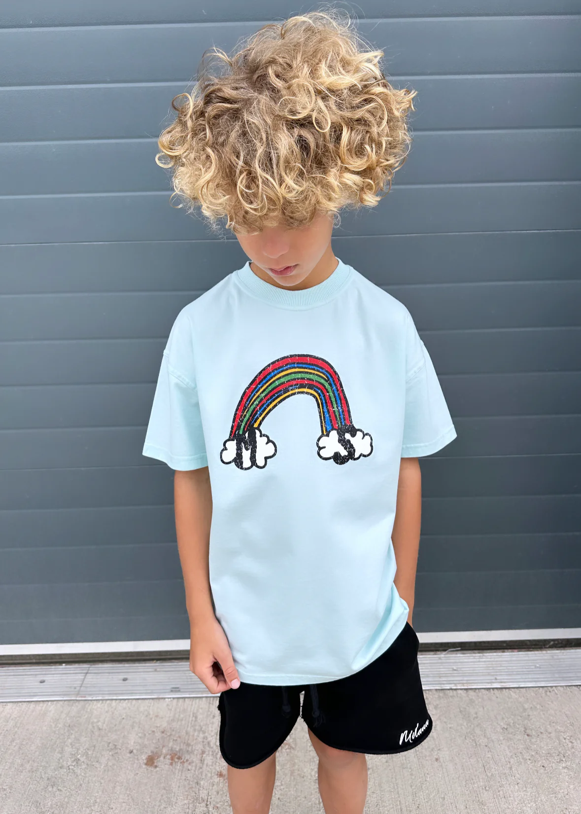 Baby Blue Rainbow Kids T-shirt. - Image 3