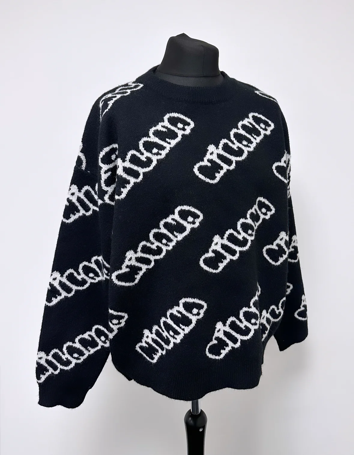 Black Bubble Heavyweight Knit Sweatshirt. - Image 3