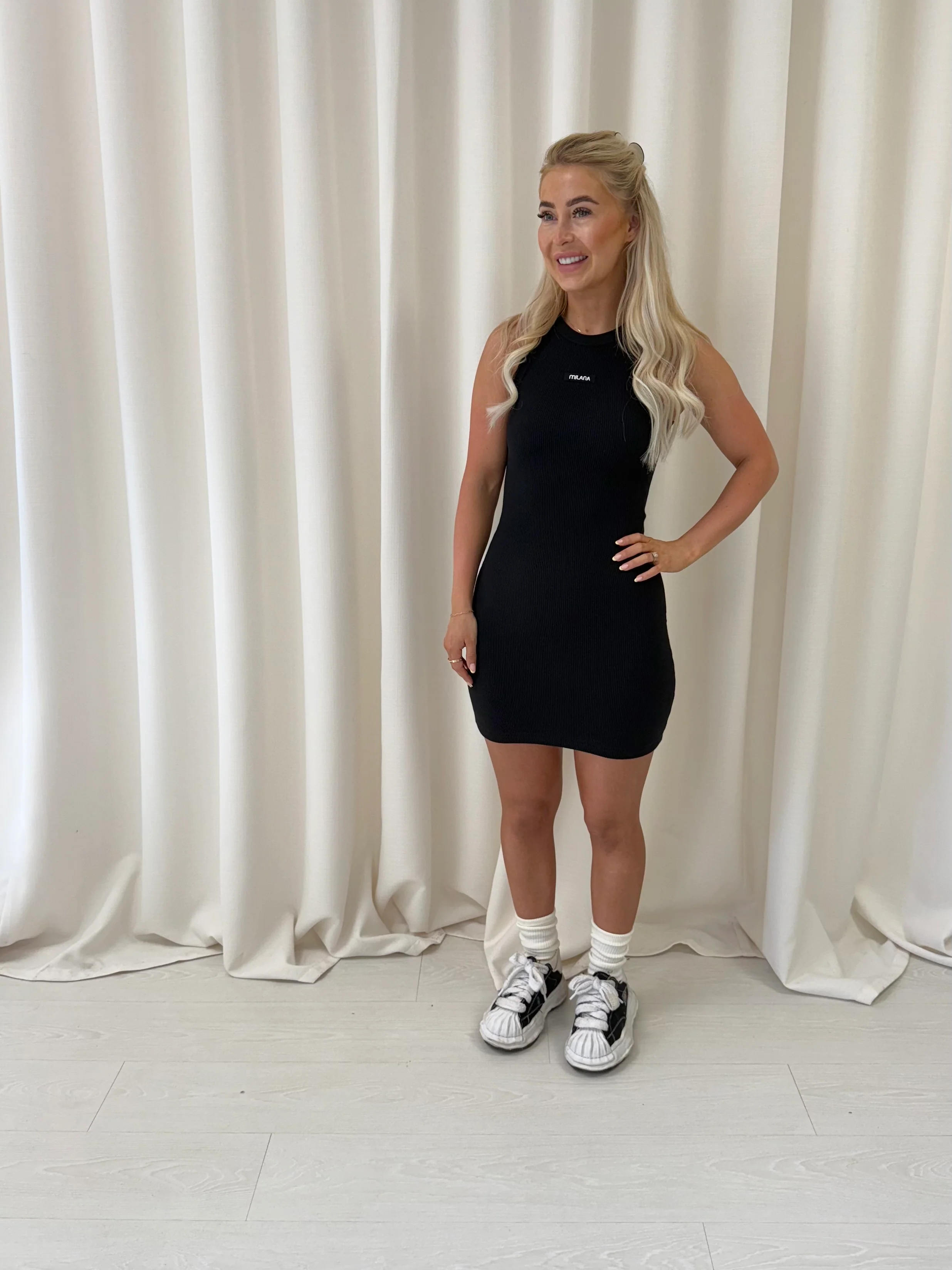 Black Core Soft Ribbed Racer Dress. - Image 4