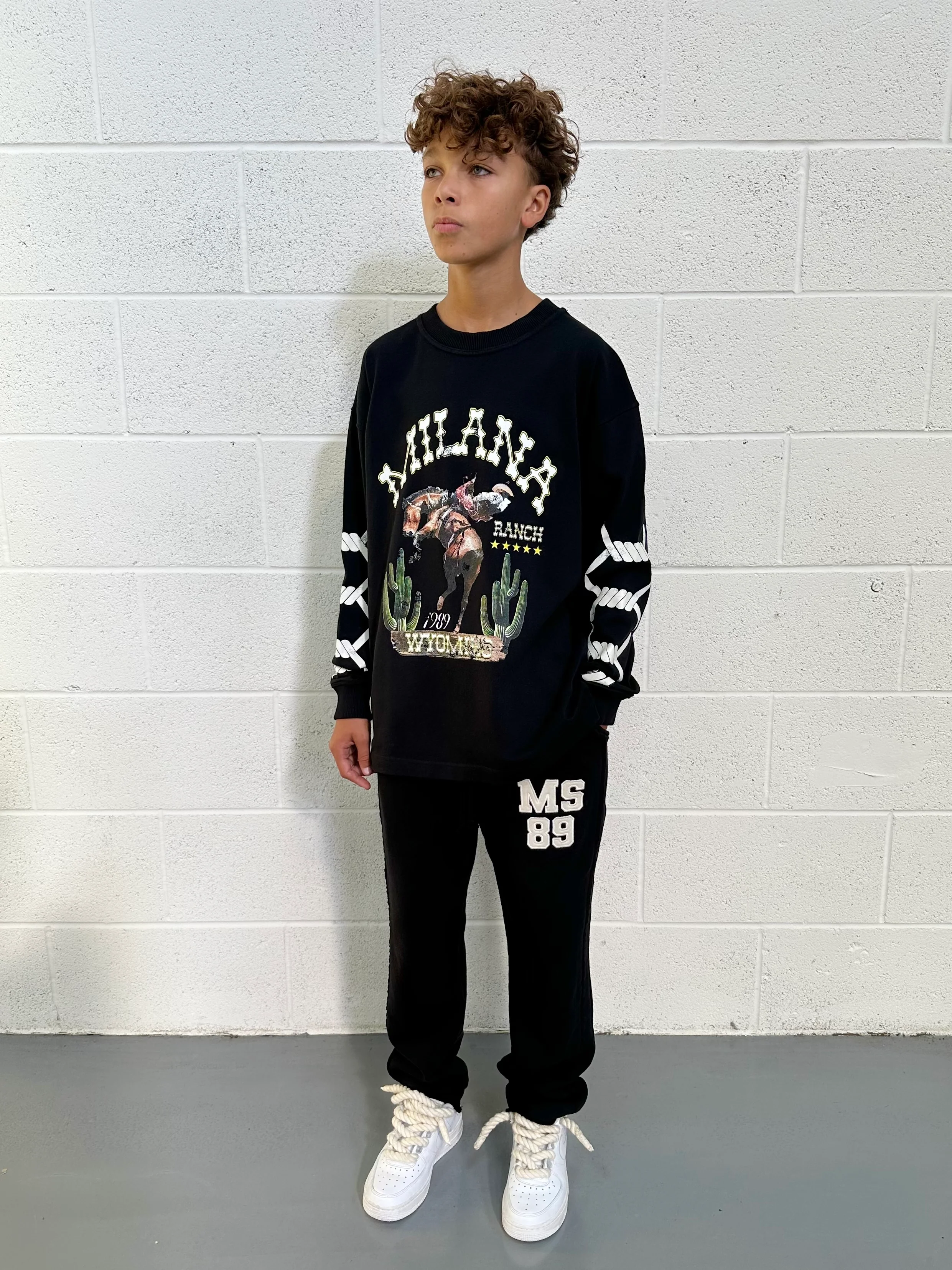 Black Ranch Kids Long Sleeve T-shirt. - Image 5