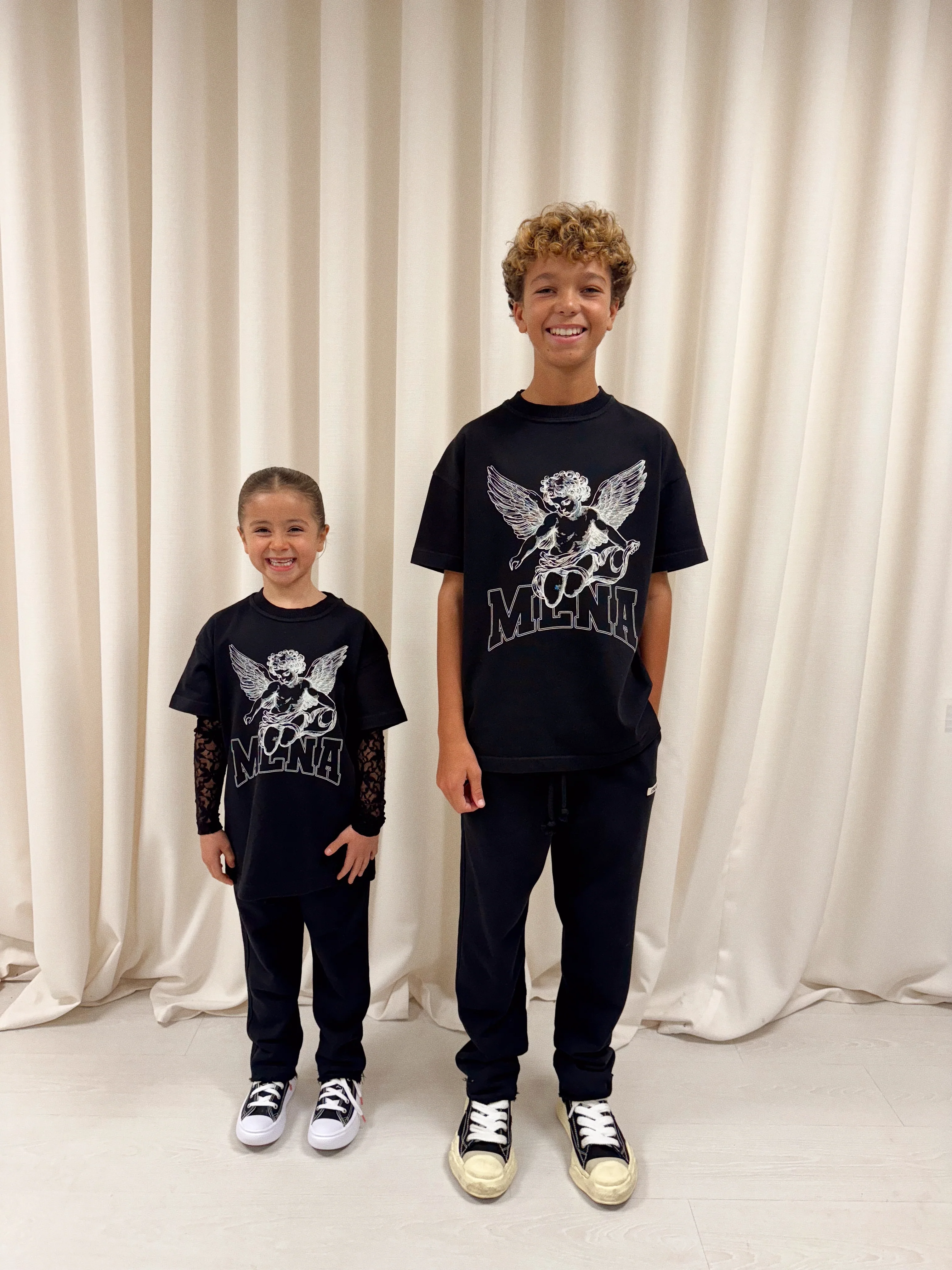 Black Stencilled Cherub Kids T-shirt. - Image 6