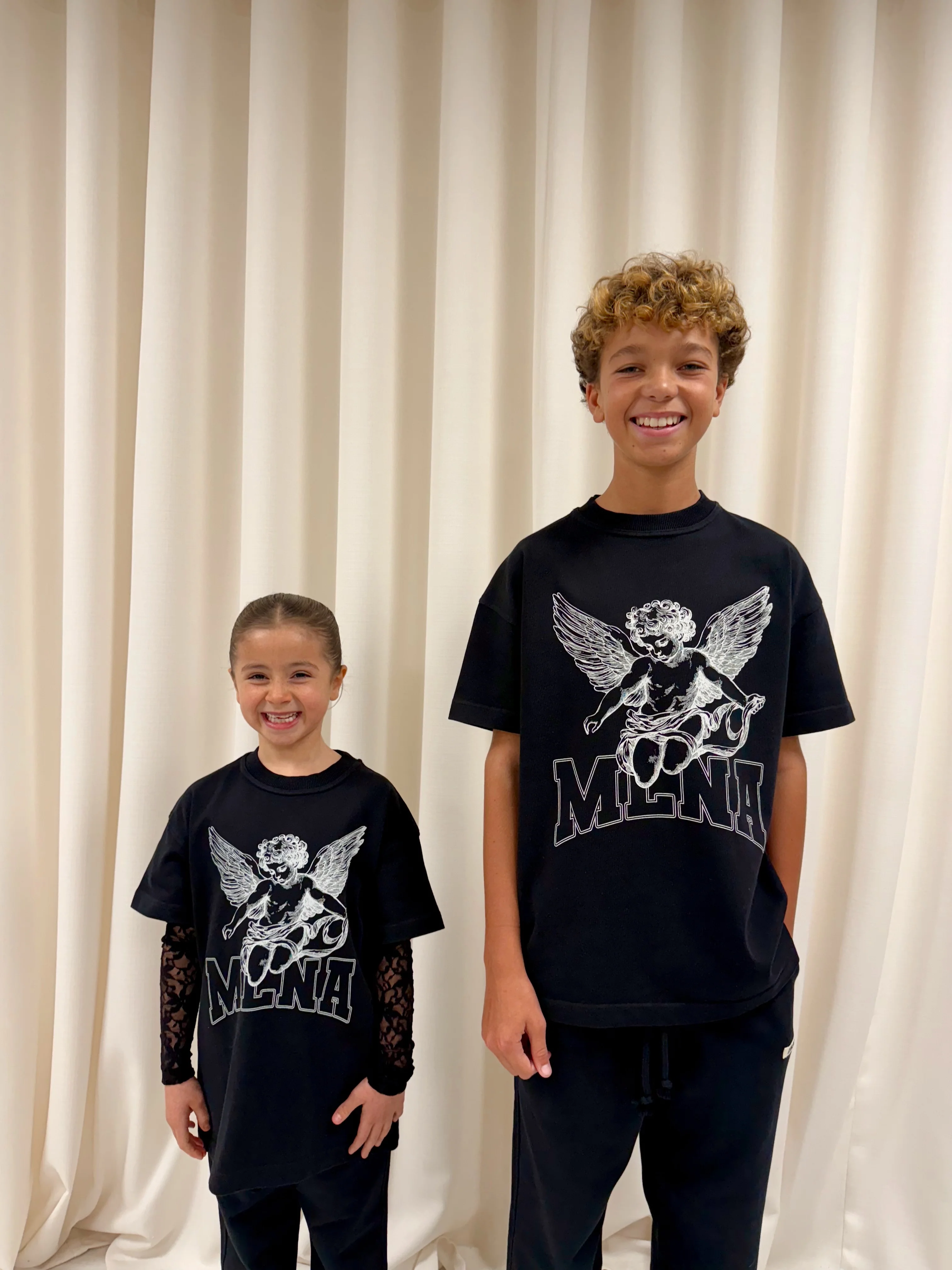 Black Stencilled Cherub Kids T-shirt. - Image 7