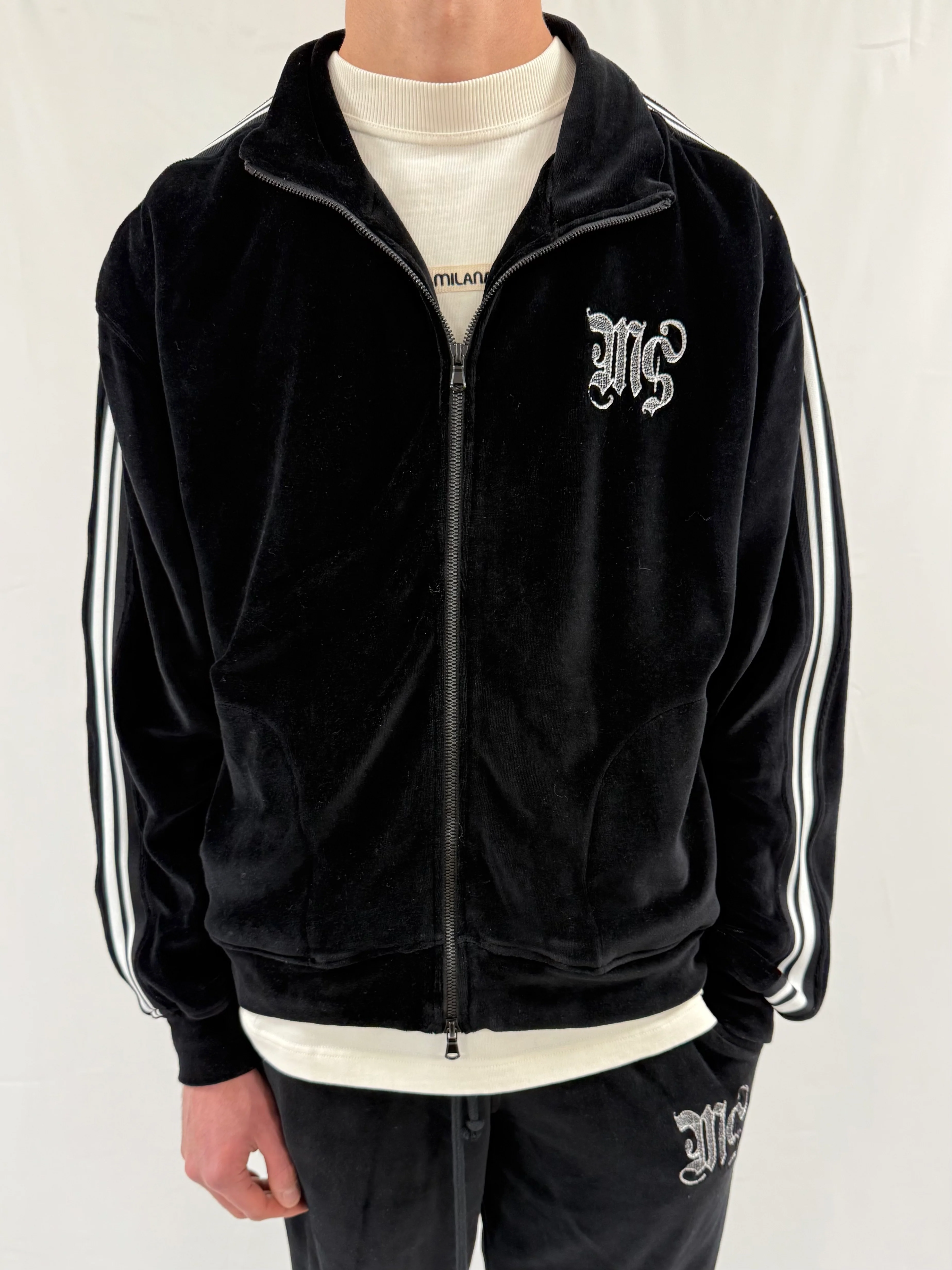 Black Velour Zip Jacket. - Image 3