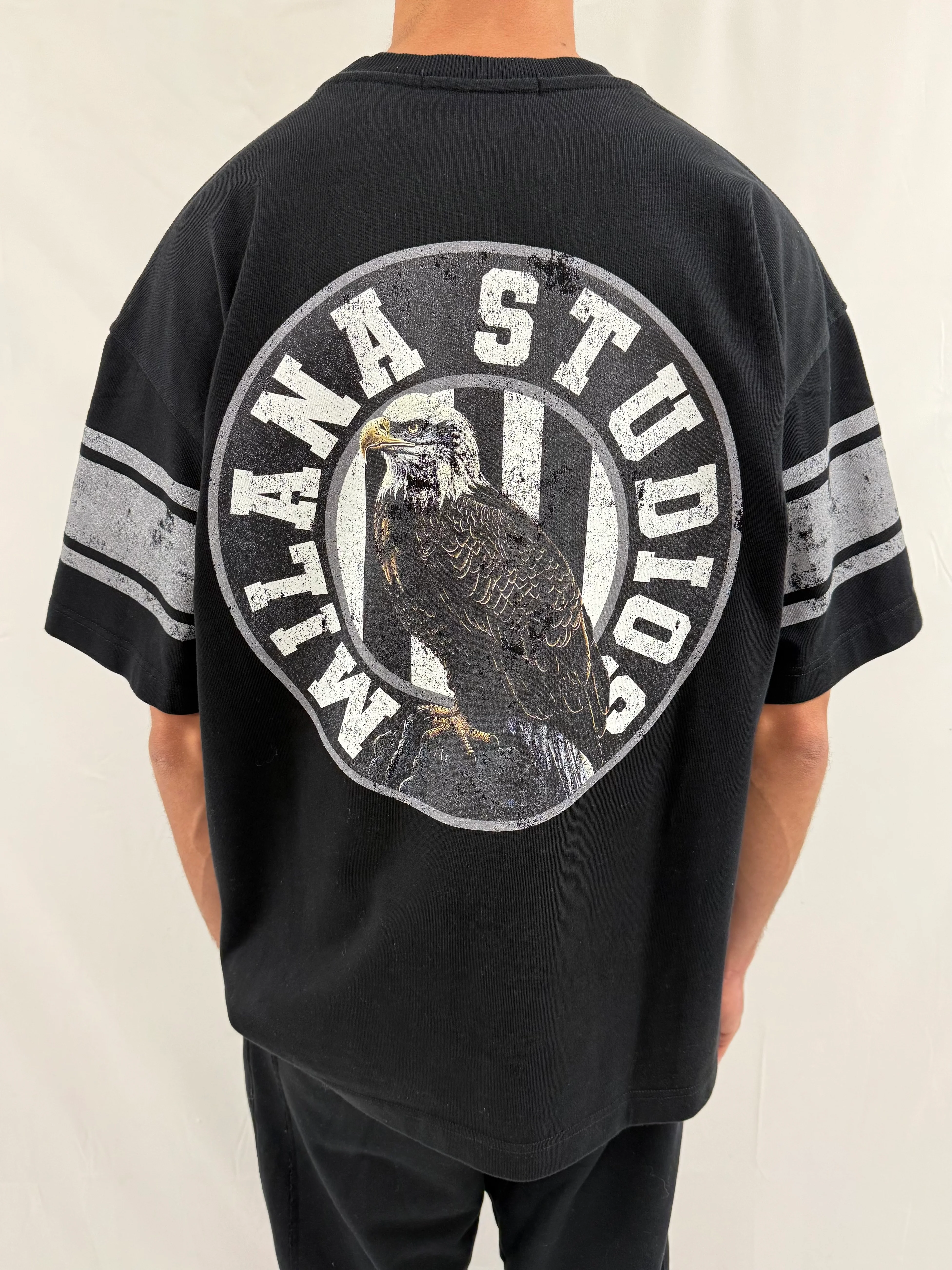 Black Vintage 22 Eagle Heavyweight T-shirt. - Image 3