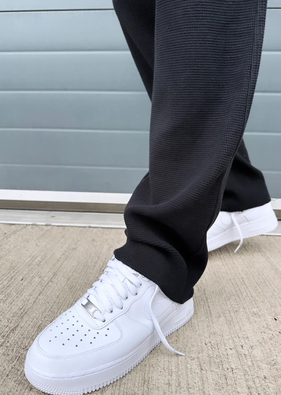 Black Relaxed Waffle Pants. - Image 4