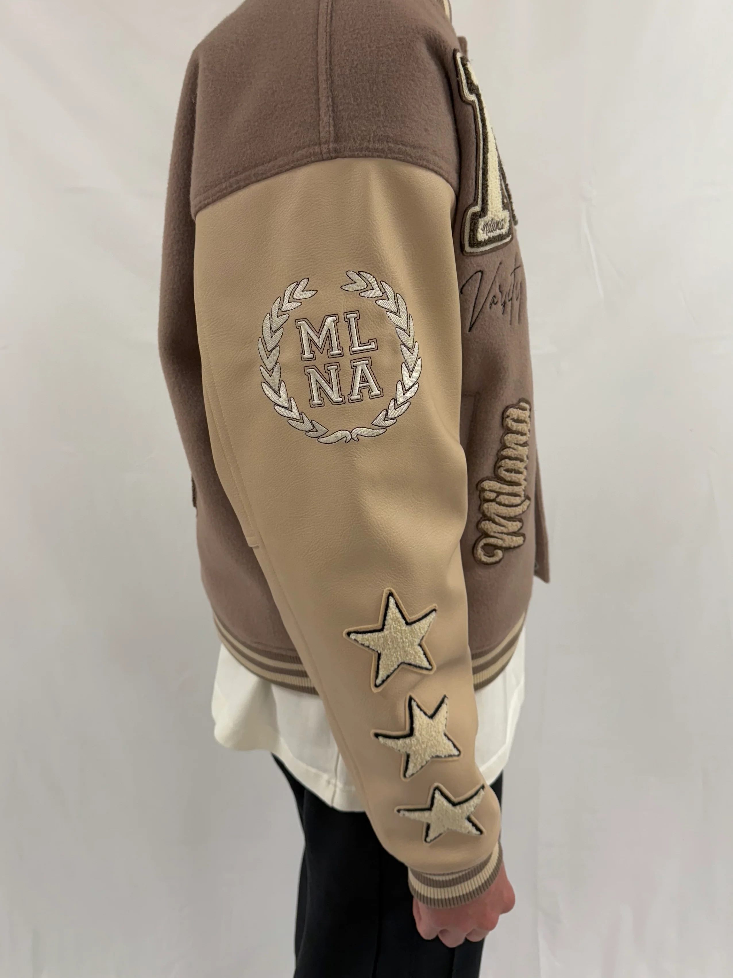 Brown Heavyweight Varsity Bomber Jacket. - Image 5