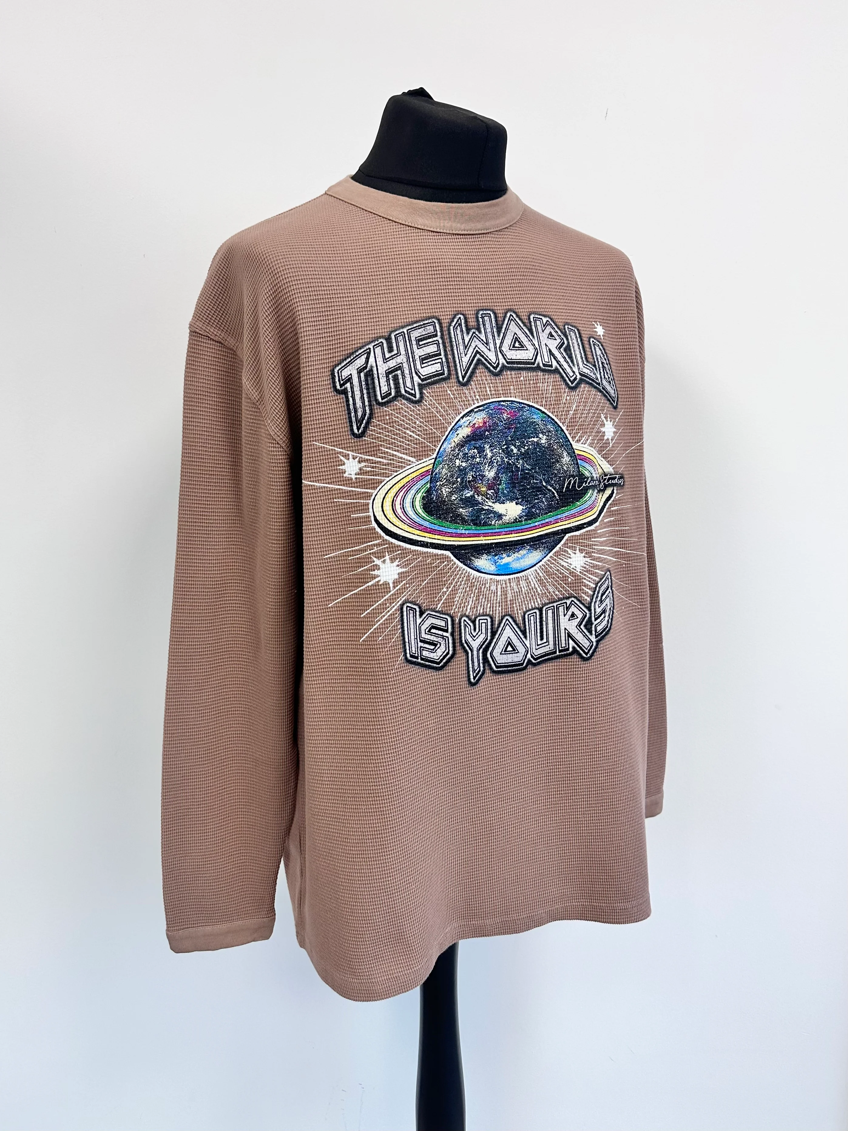 Brown Waffle Heavyweight Planet Long Sleeve. - Image 3