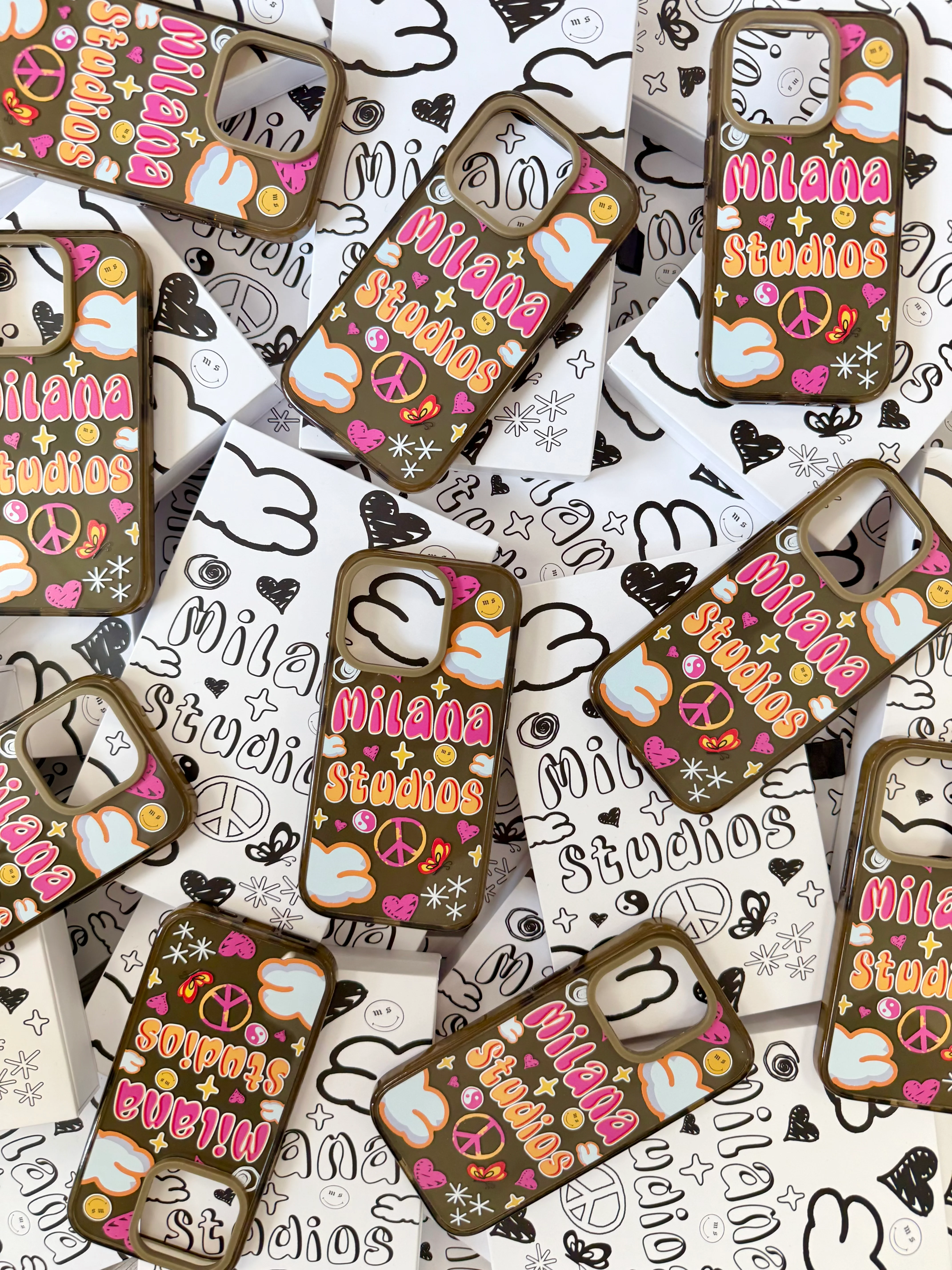 Chocolate Brown Milana Doodle Phone Case. - Image 3