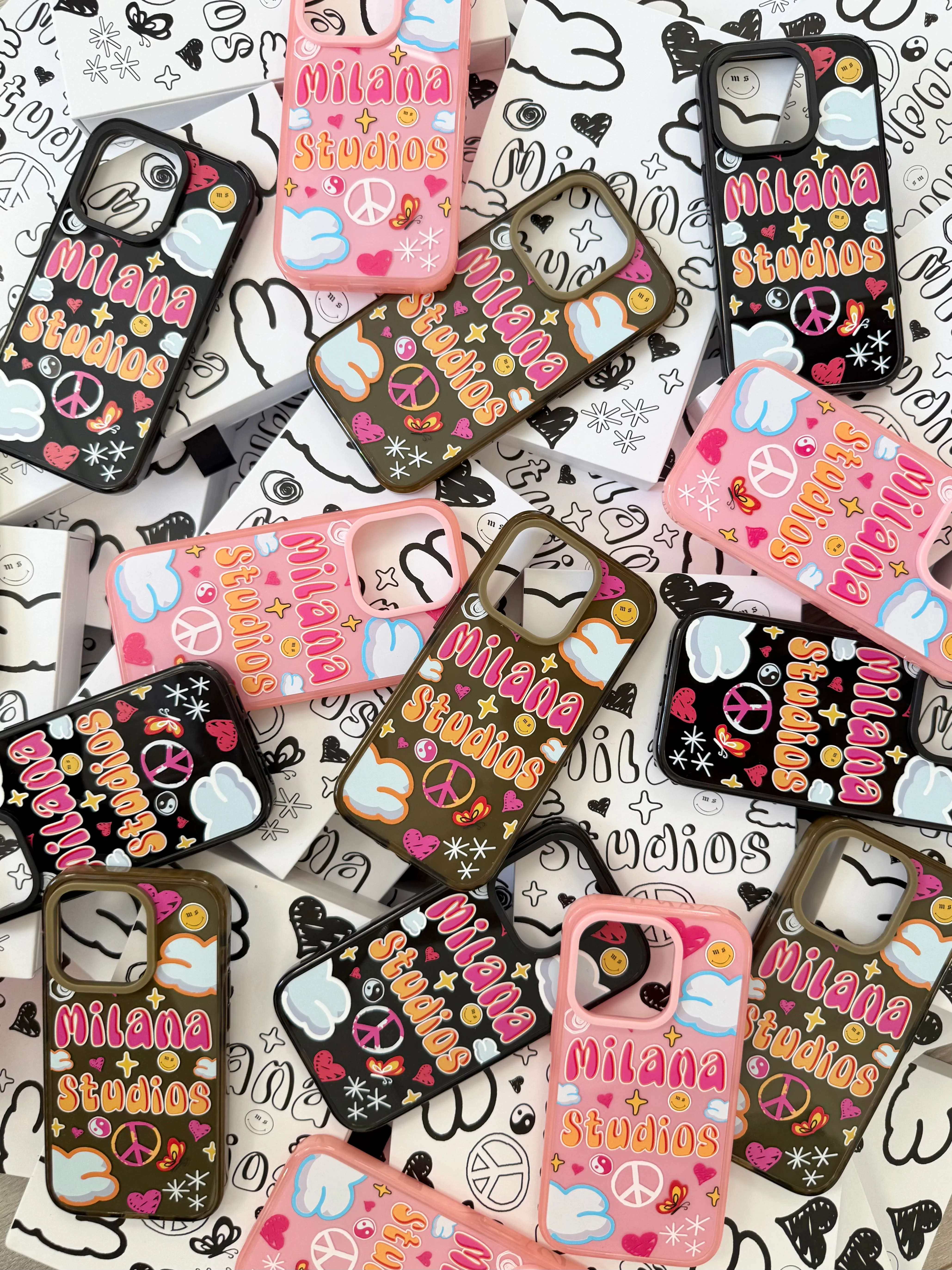 Chocolate Brown Milana Doodle Phone Case. - Image 4