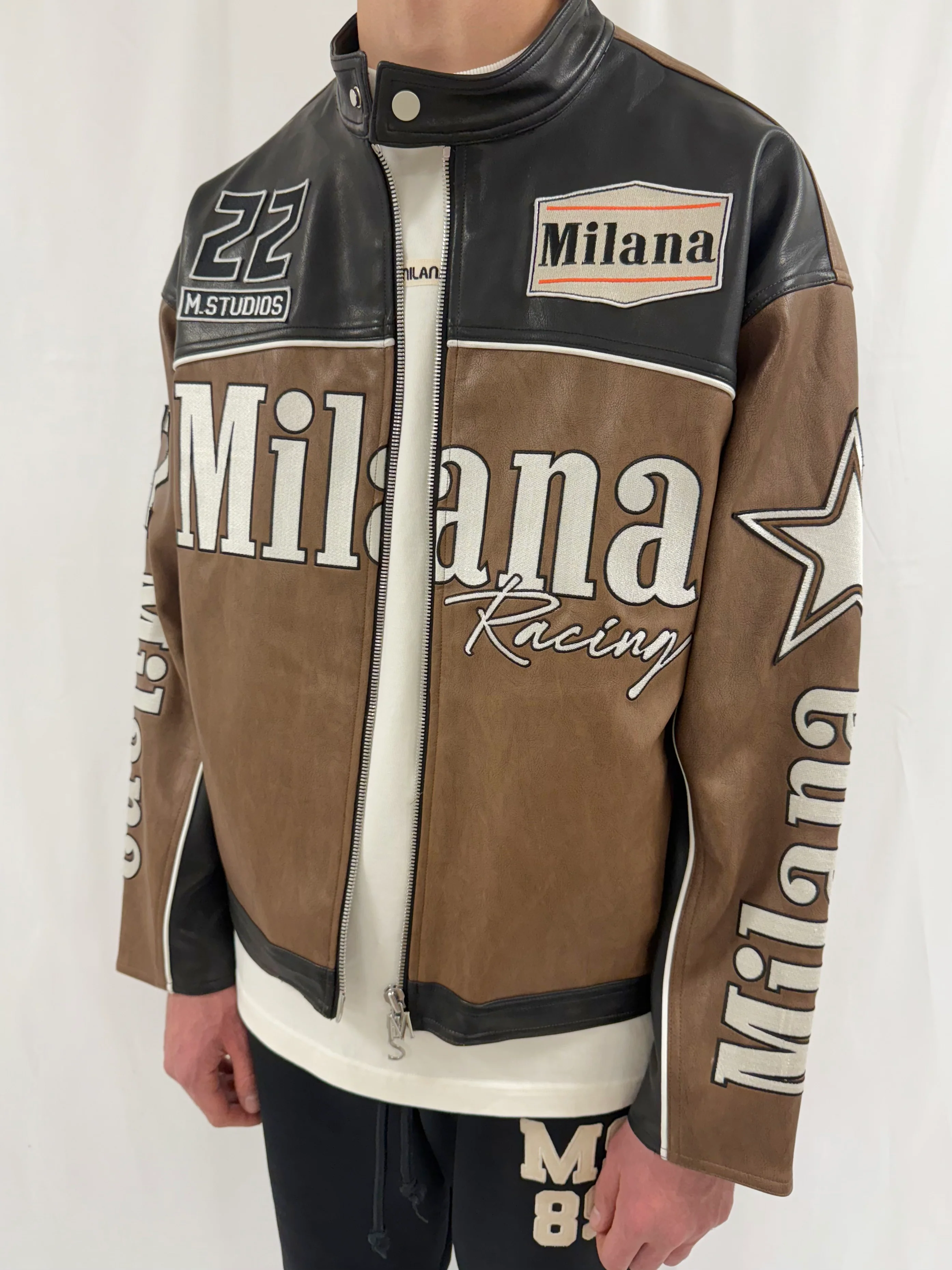 Chocolate Heavyweight Leather Biker Jacket. - Image 4