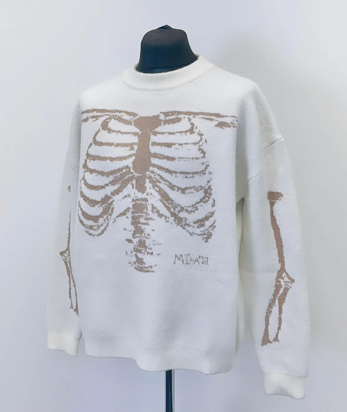 Cream Bones Heavyweight Knit Sweatshirt. - Image 3