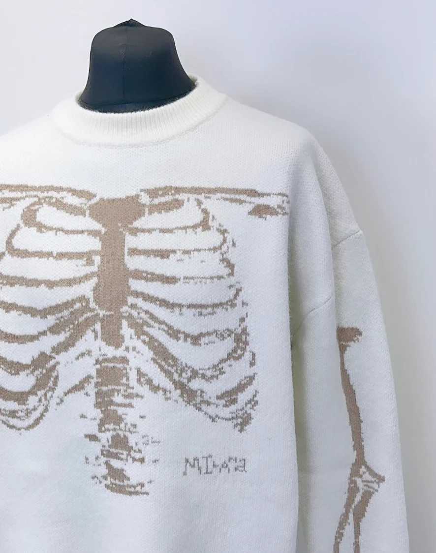 Cream Bones Heavyweight Knit Sweatshirt. - Image 4