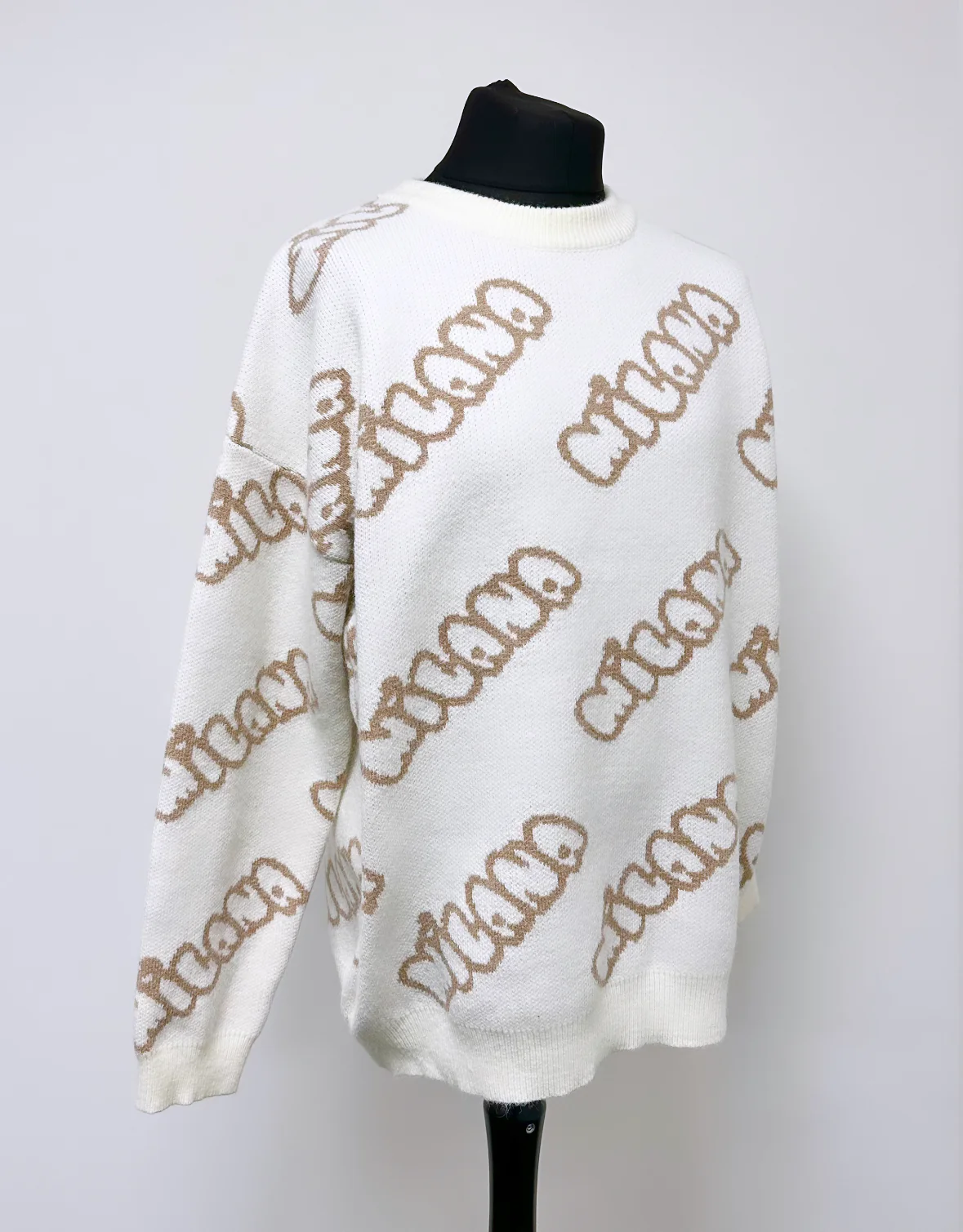Cream Bubble Heavyweight Knit Sweatshirt. - Image 3
