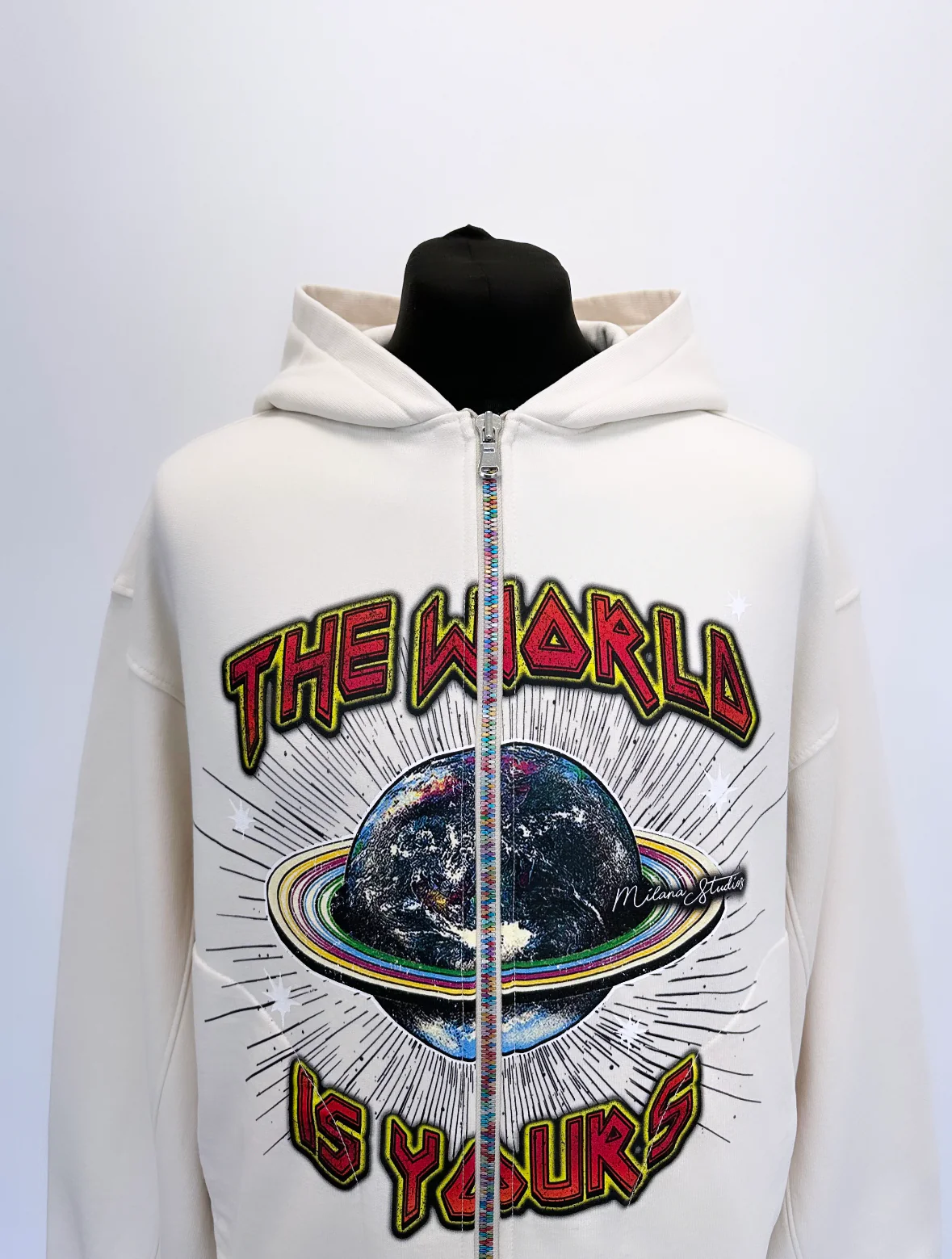 Cream Planet Multi Colour Zip Hoodie. - Image 3