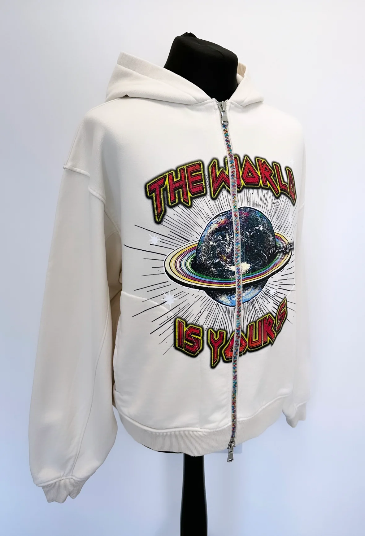 Cream Planet Multi Colour Zip Hoodie. - Image 4