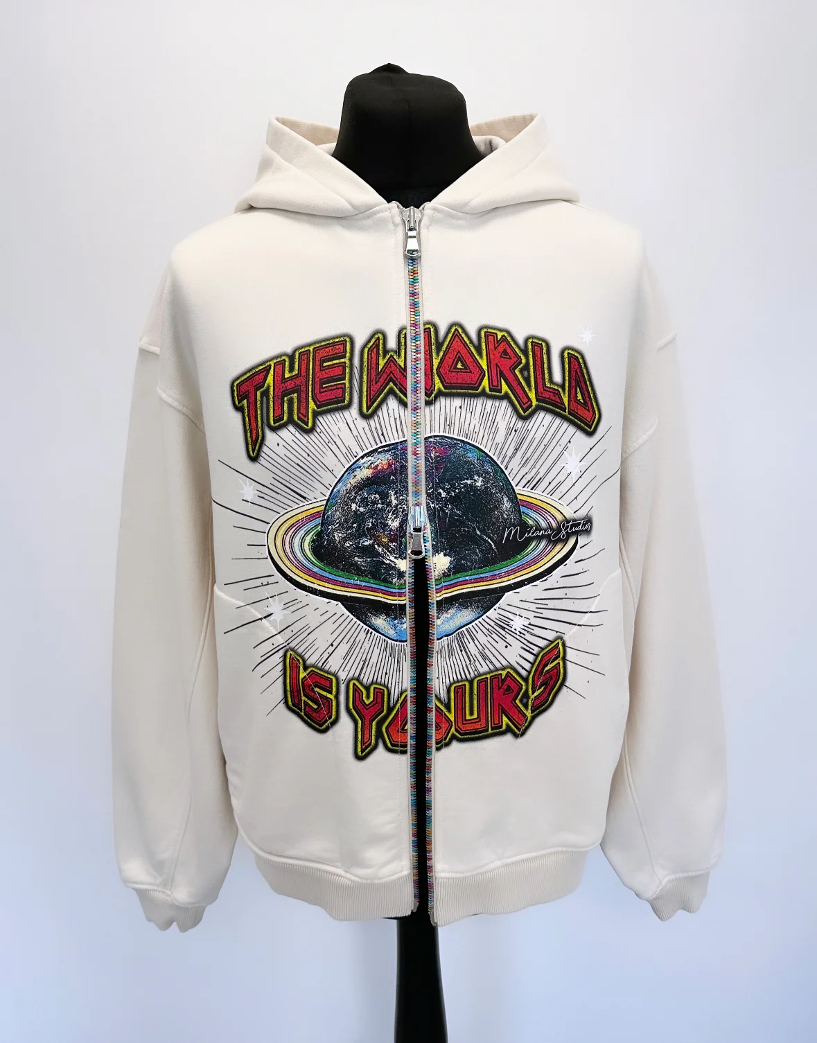 Cream Planet Multi Colour Zip Hoodie. - Image 6