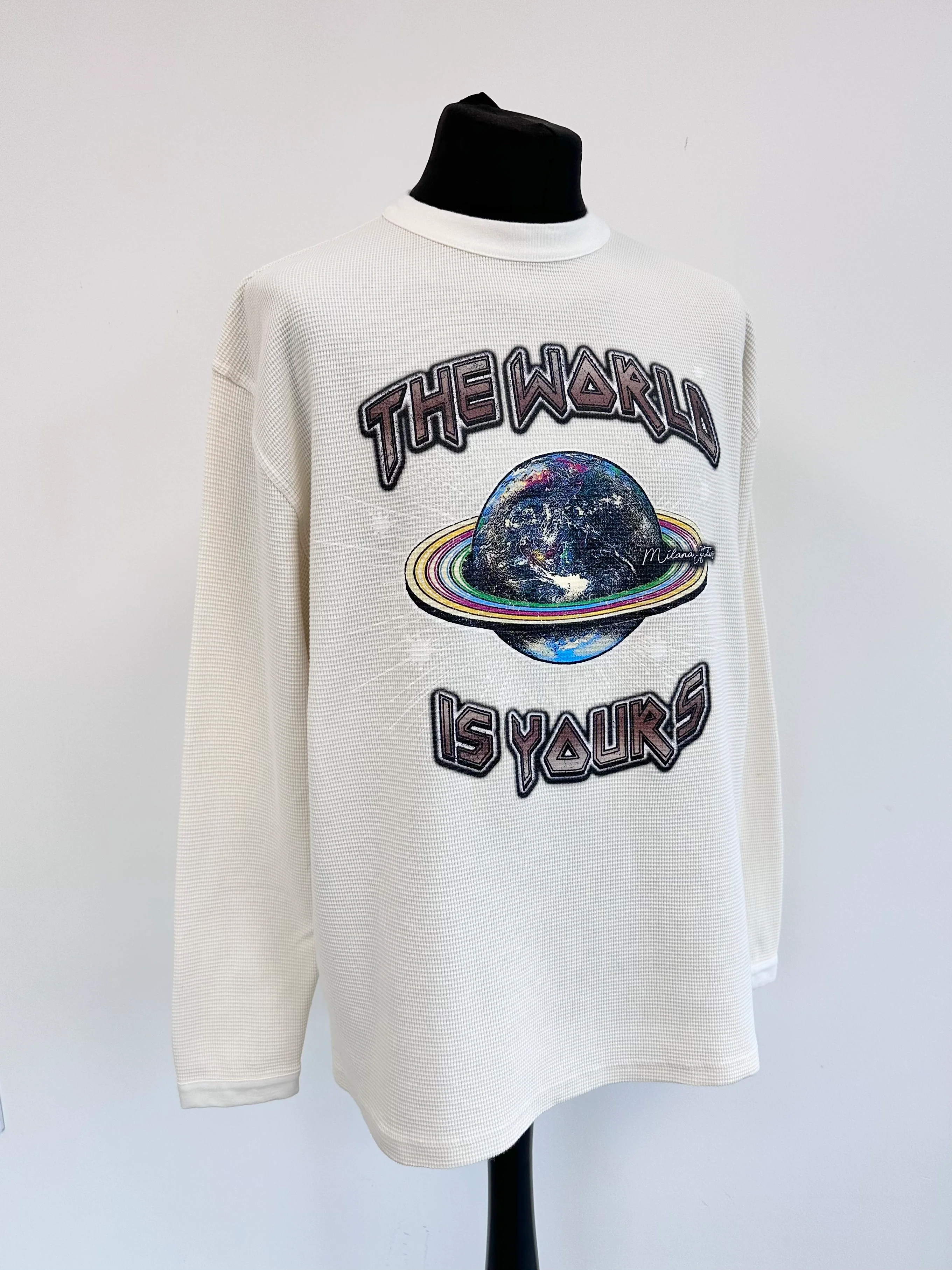 Cream Waffle Heavyweight Planet Long Sleeve. - Image 3