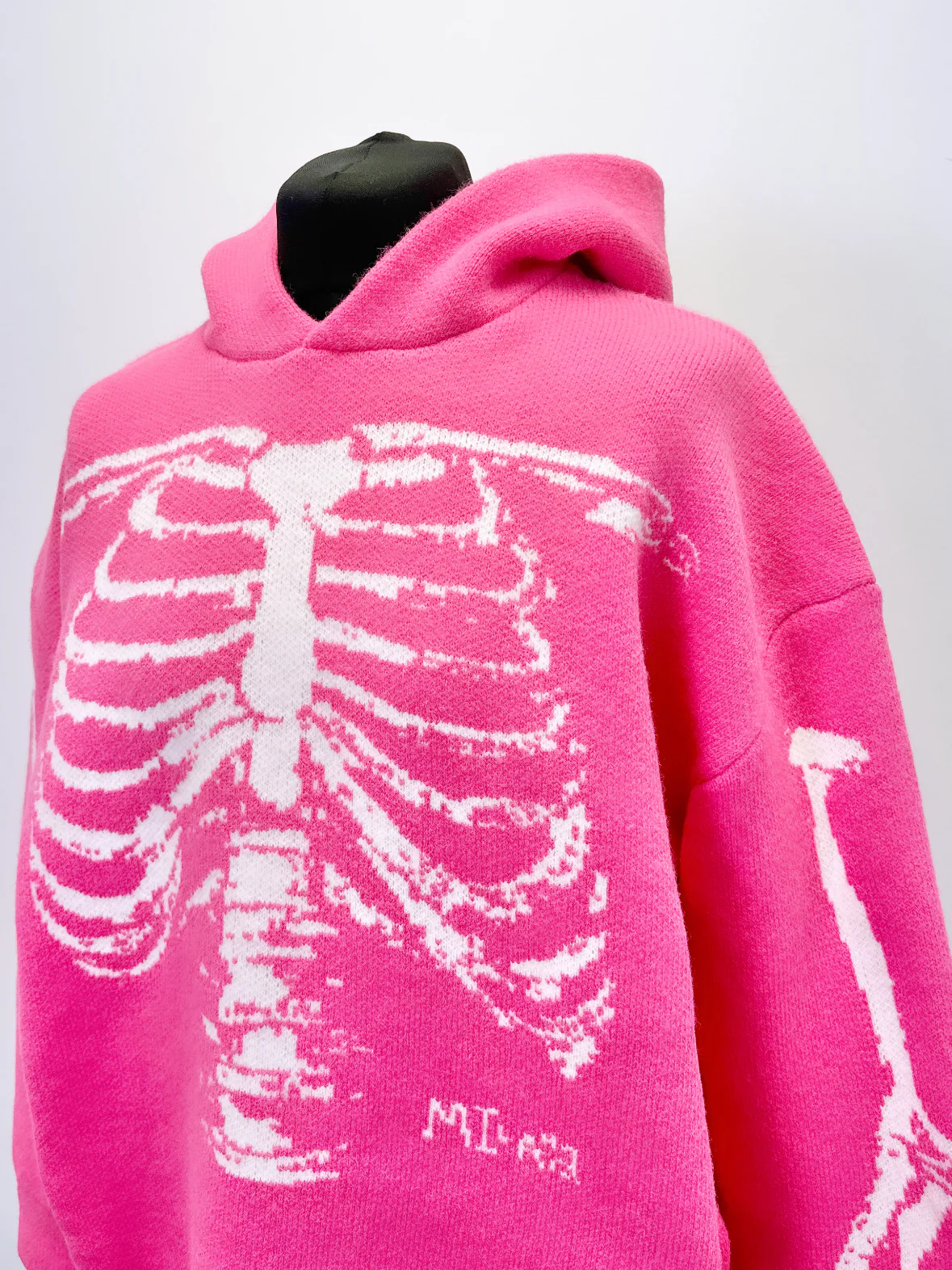 Electric Pink Bones Heavyweight Knit Hoodie. - Image 4