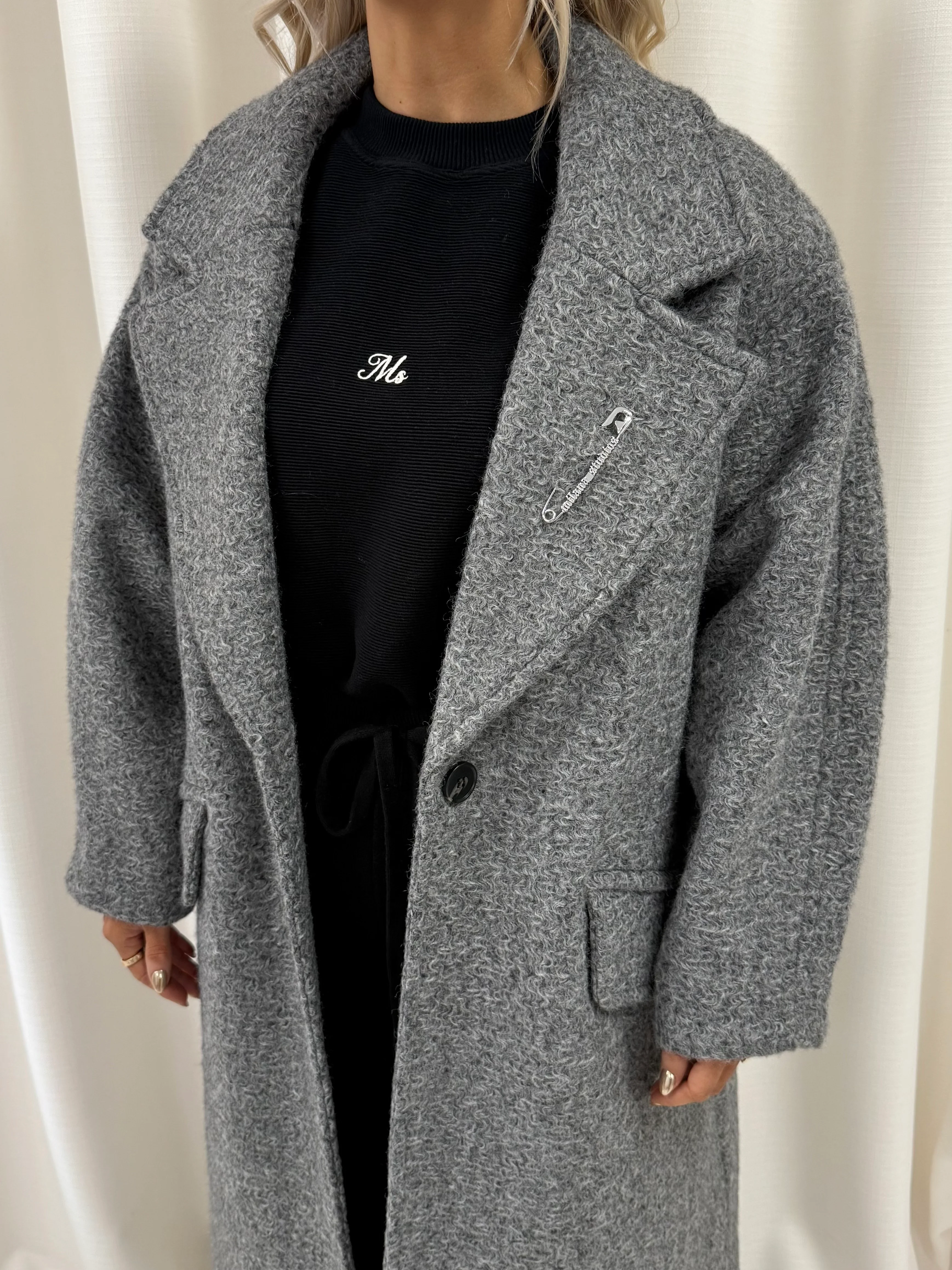 Grey Marl Knit Textured Maxi Coat. - Image 5