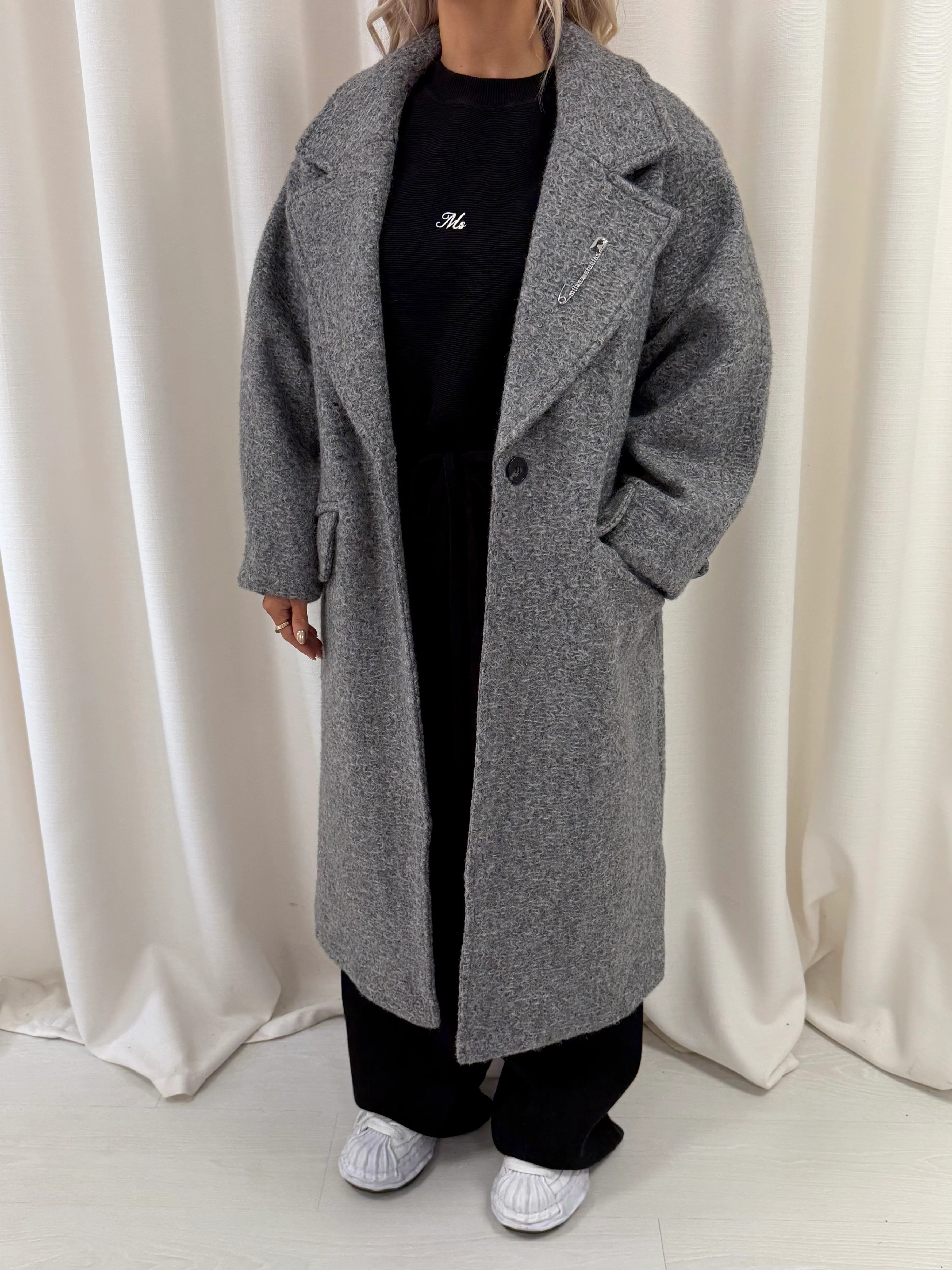 Grey Marl Knit Textured Maxi Coat. - Image 6