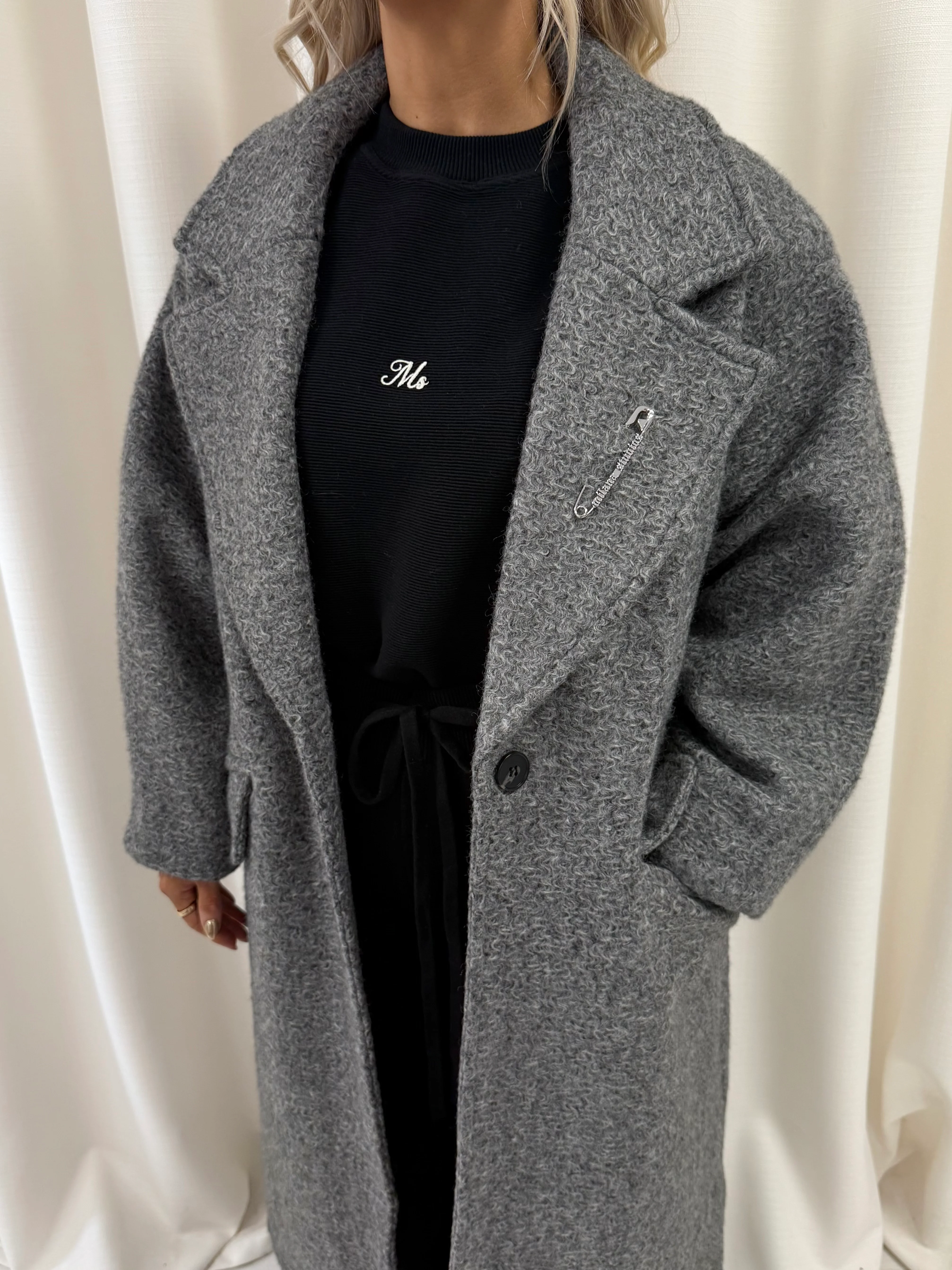Grey Marl Knit Textured Maxi Coat. - Image 7