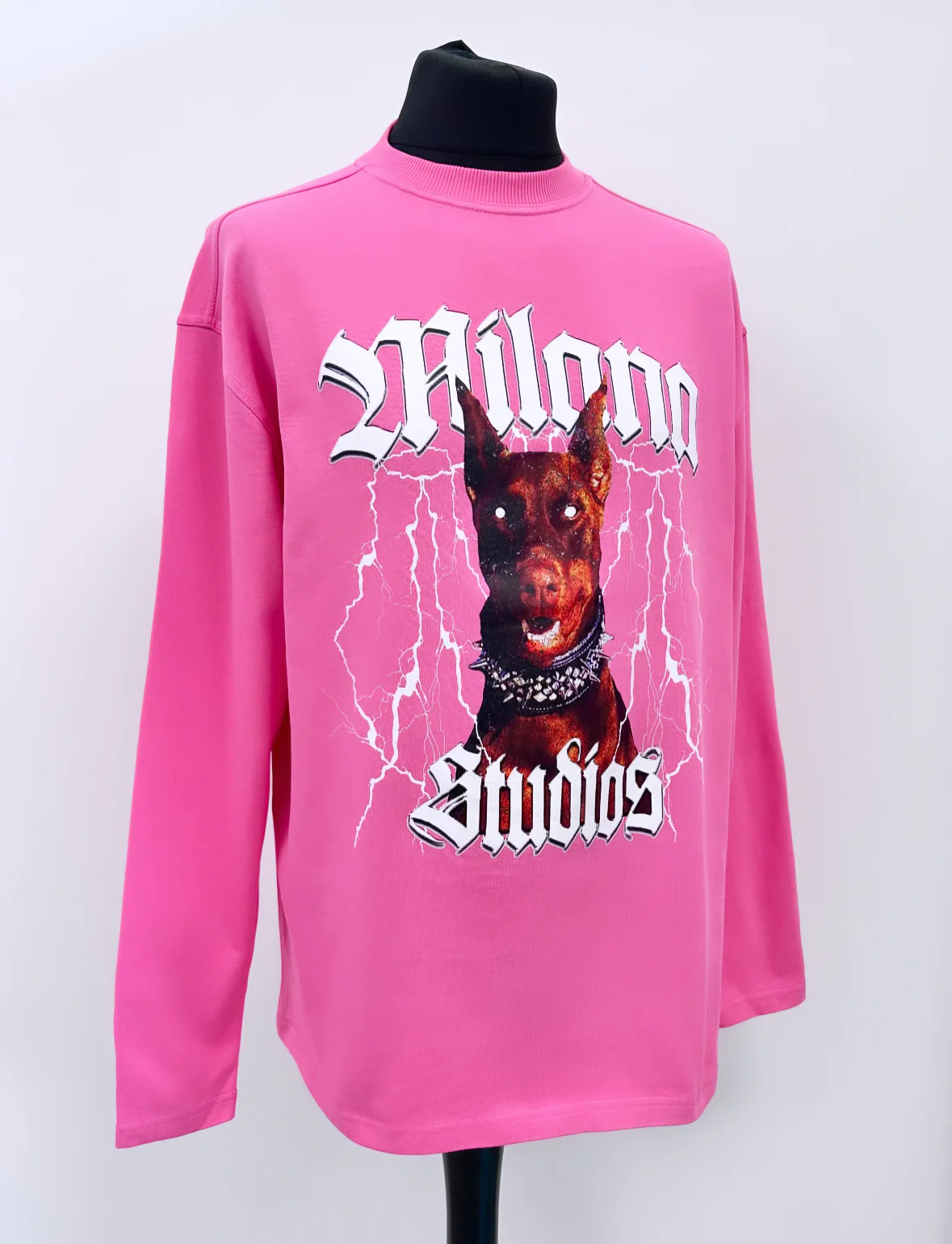 Hot Pink Heavyweight Graphic Long Sleeve T-shirt. - Image 3