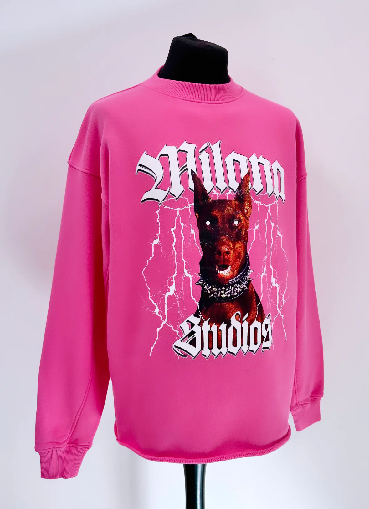 Hot Pink Heavyweight Graphic Open Hem Sweatshirt. - Image 3