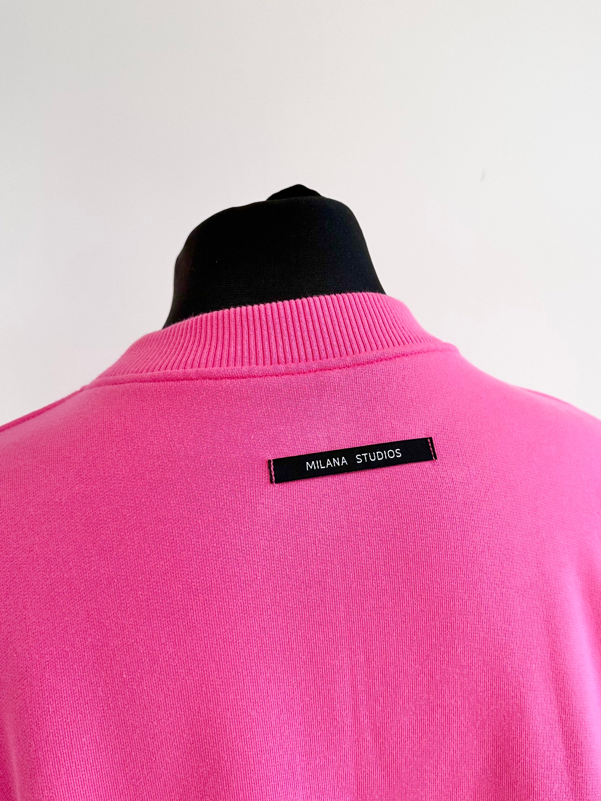 Hot Pink Heavyweight Crest Open Hem Sweatshirt. - Image 5