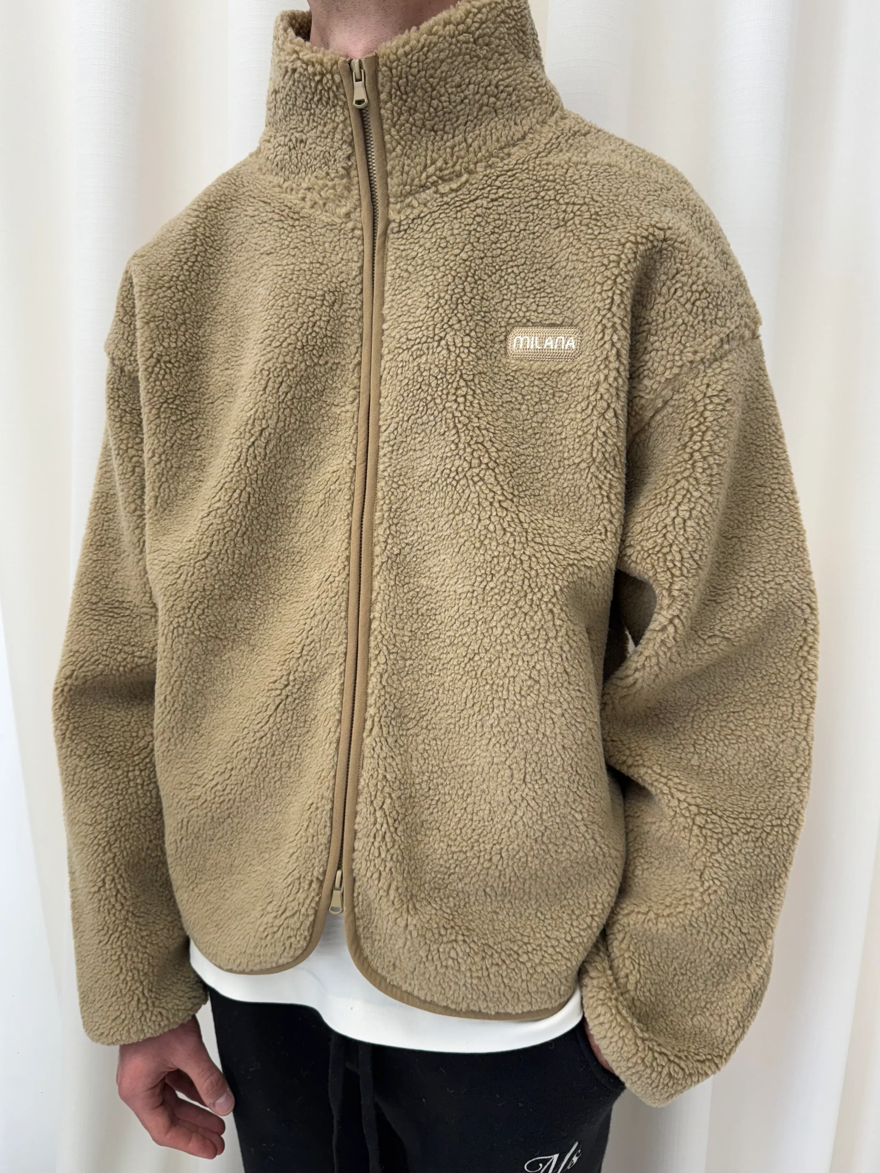 Khaki Brown Heavyweight Milana Zip Fleece. - Image 7