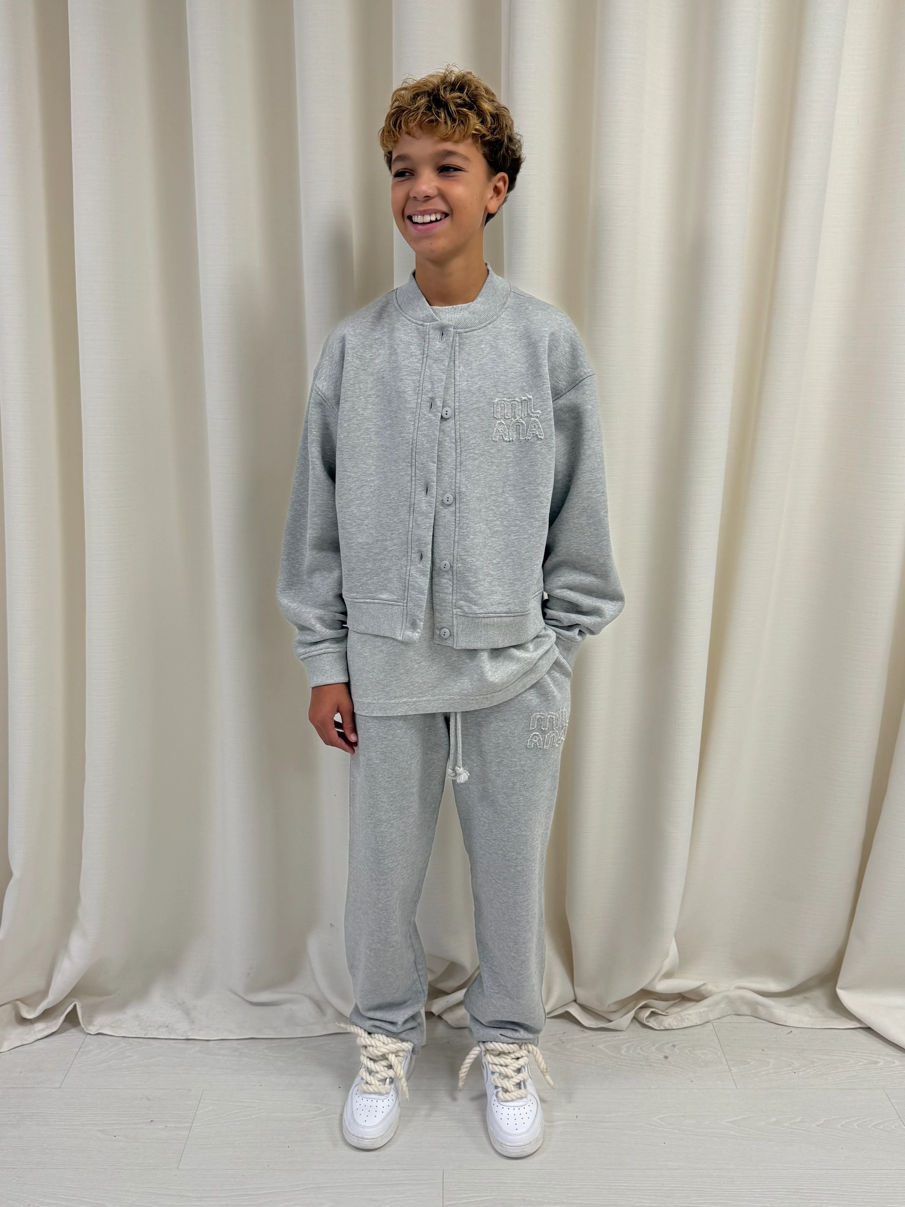 Marl Grey Appliqué Kids Bomber Jacket. - Image 3