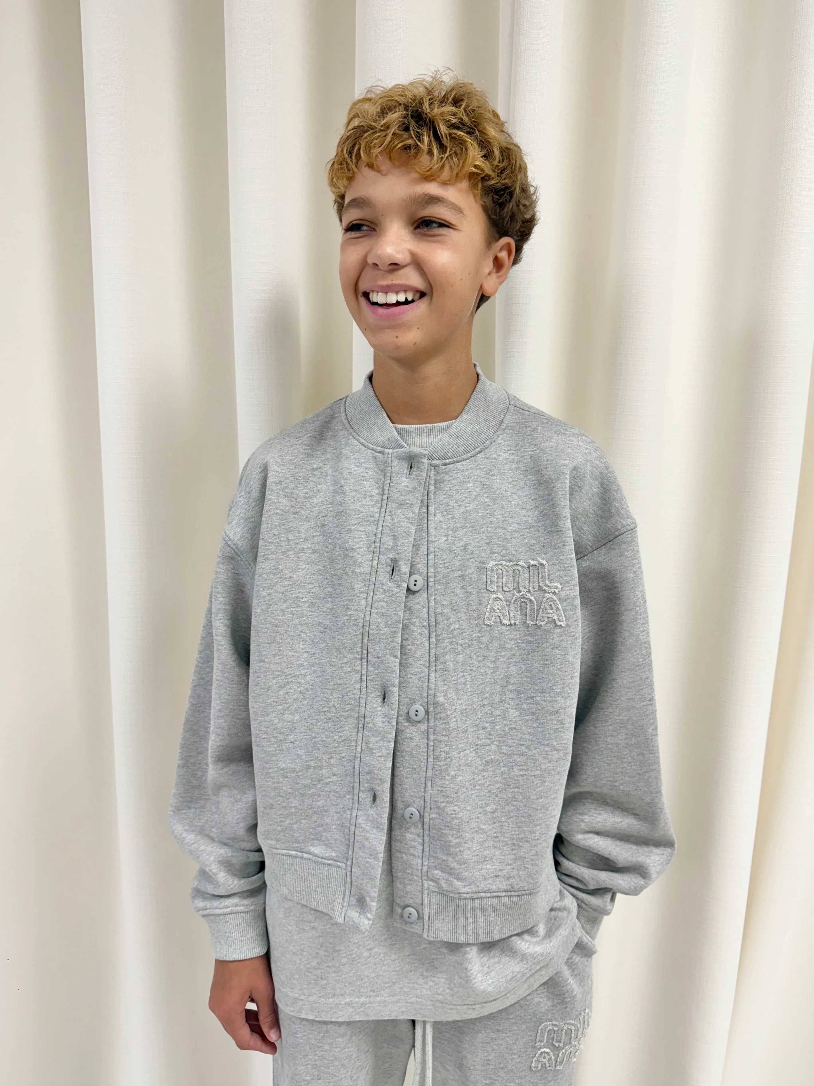 Marl Grey Appliqué Kids Bomber Jacket. - Image 6