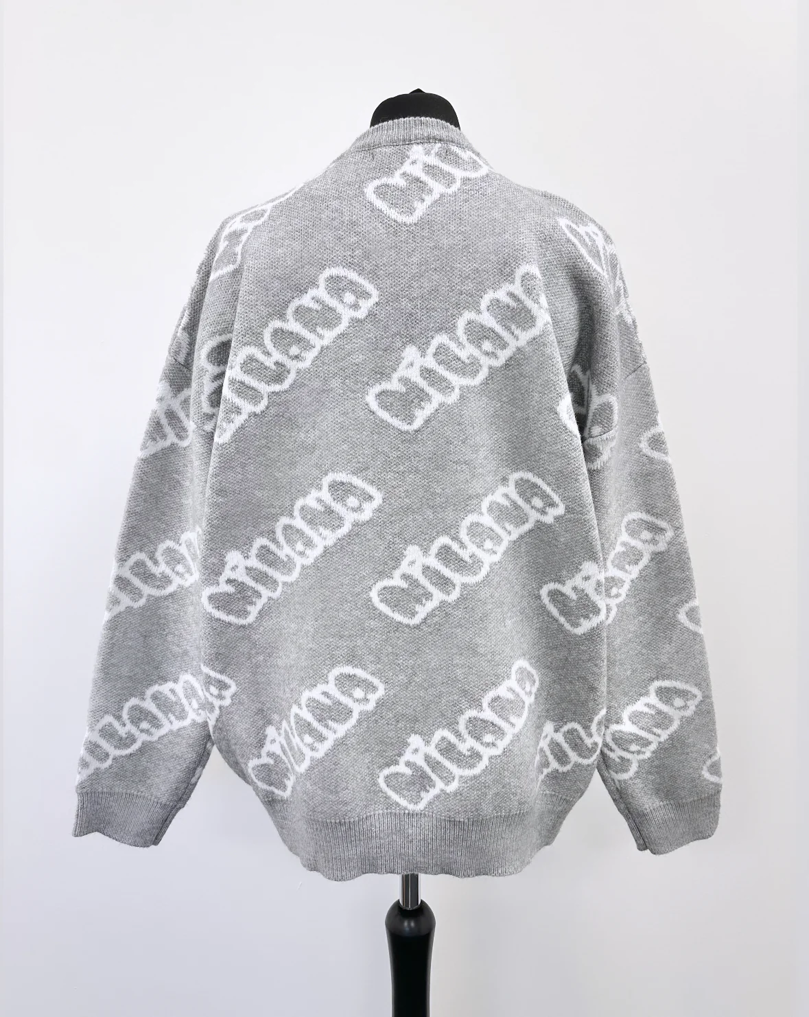 Marl Grey Bubble Heavyweight Knitted Sweatshirt. - Image 3