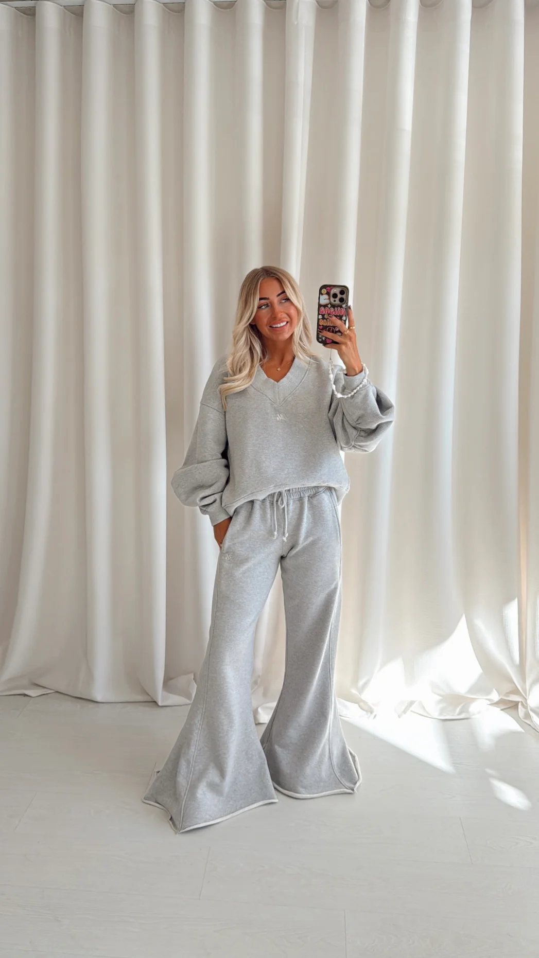 Marl Grey Flared Heavyweight Sweatpants. - Image 3