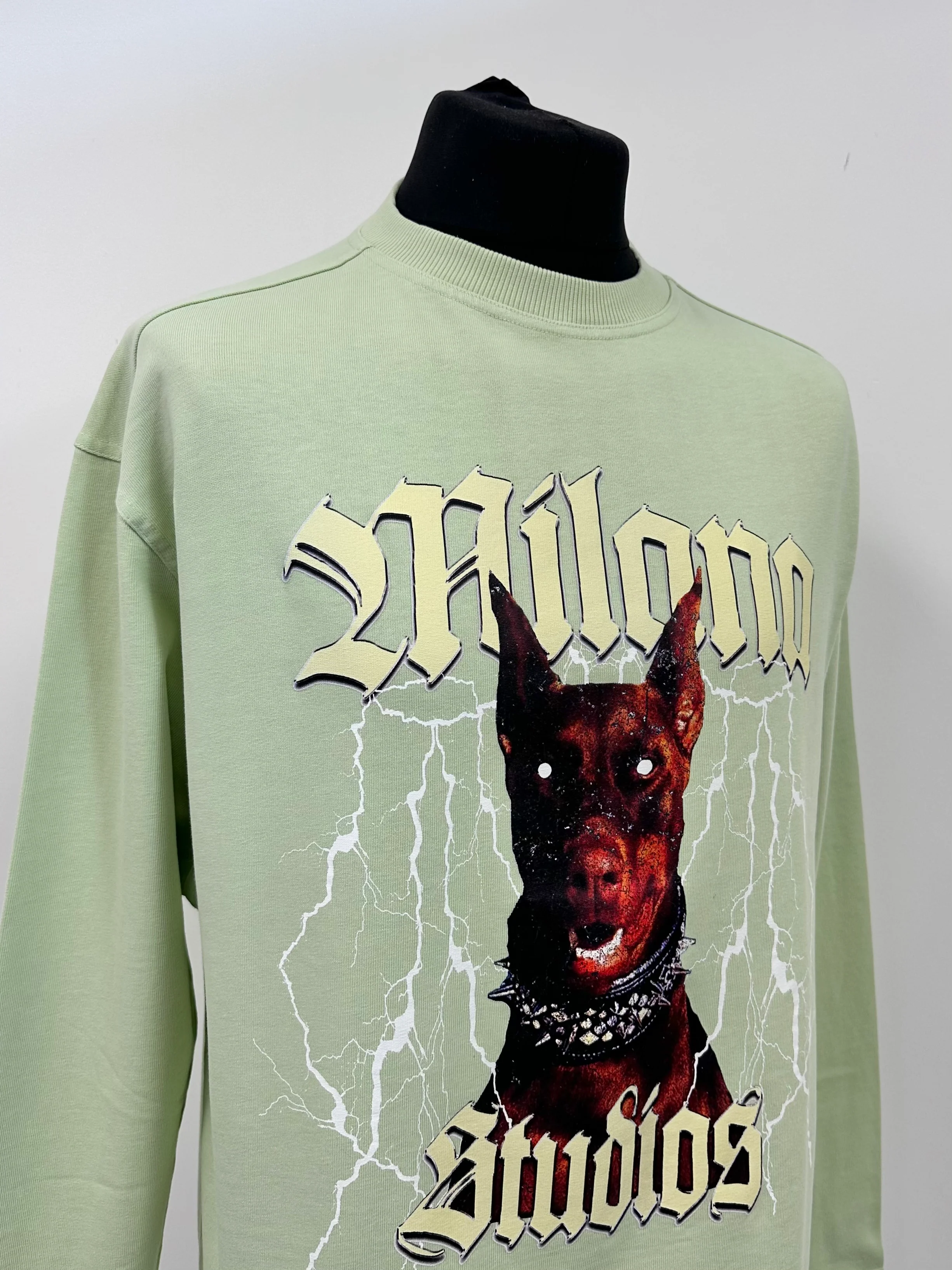 Matcha Green Heavyweight Graphic Long Sleeve T-shirt. - Image 4