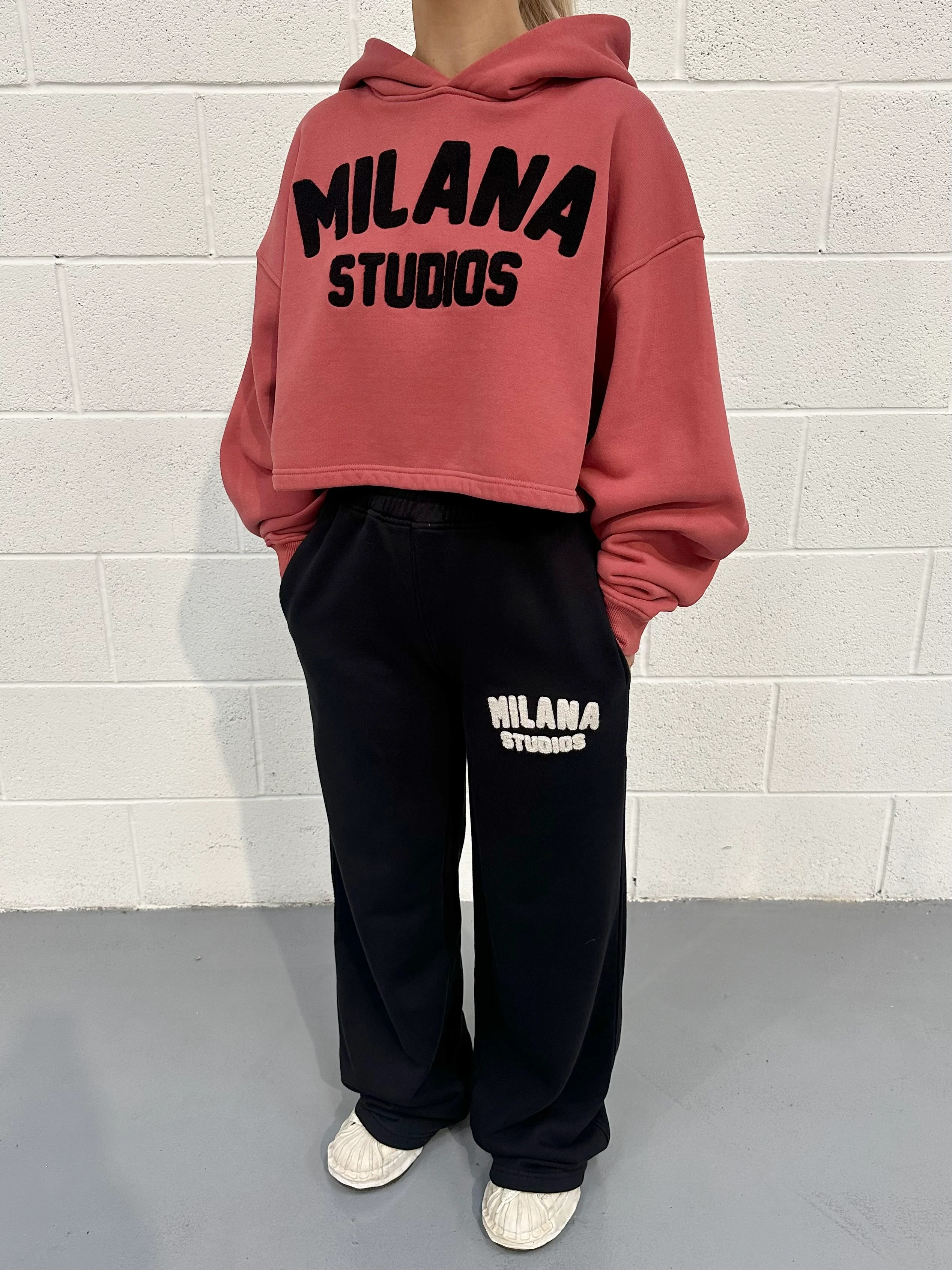 Mauve Teddy Cropped Heavyweight Hoodie. - Image 3