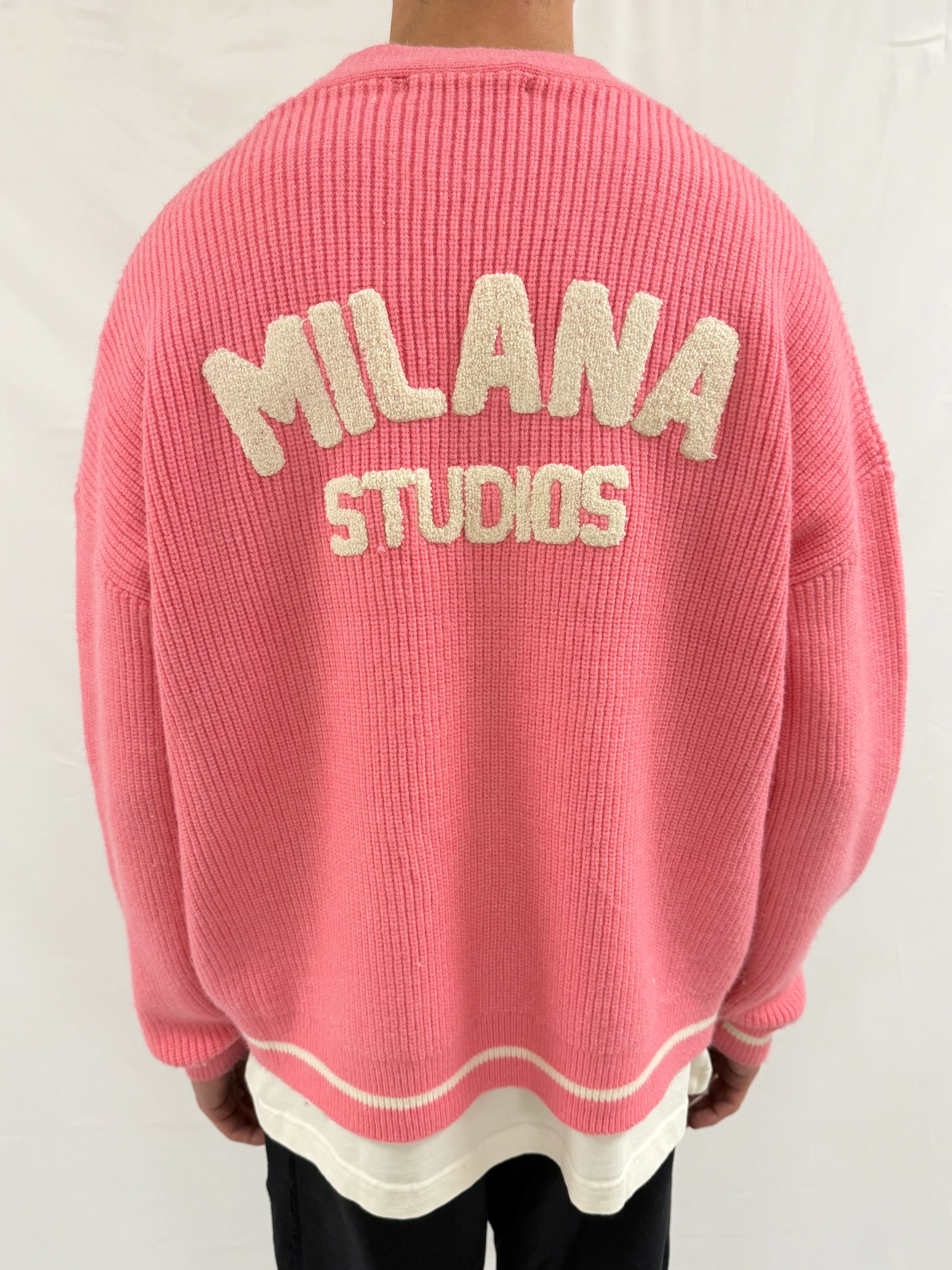 Pink MS Heavyweight Knitted Cardigan. - Image 3