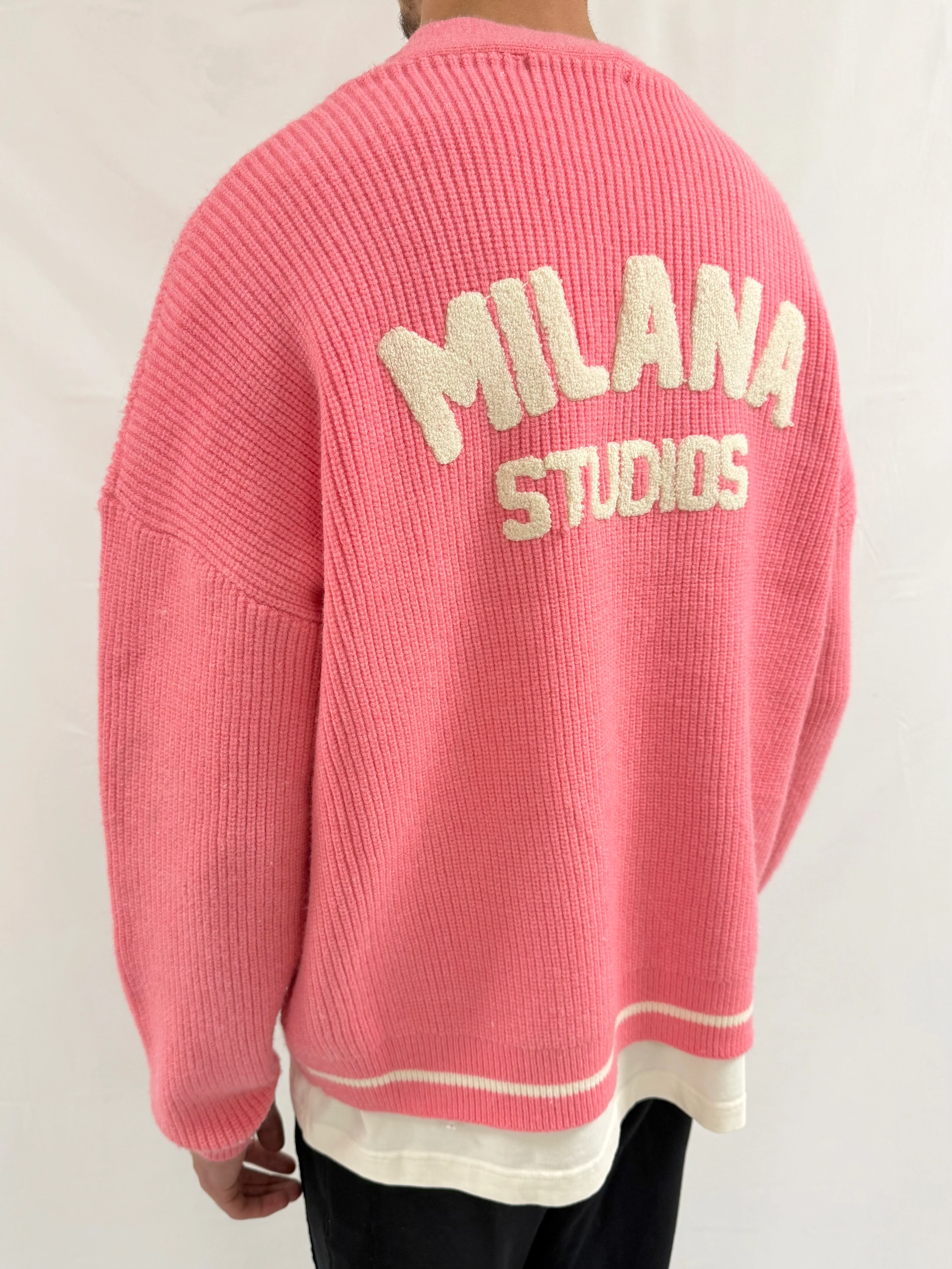 Pink MS Heavyweight Knitted Cardigan. - Image 4