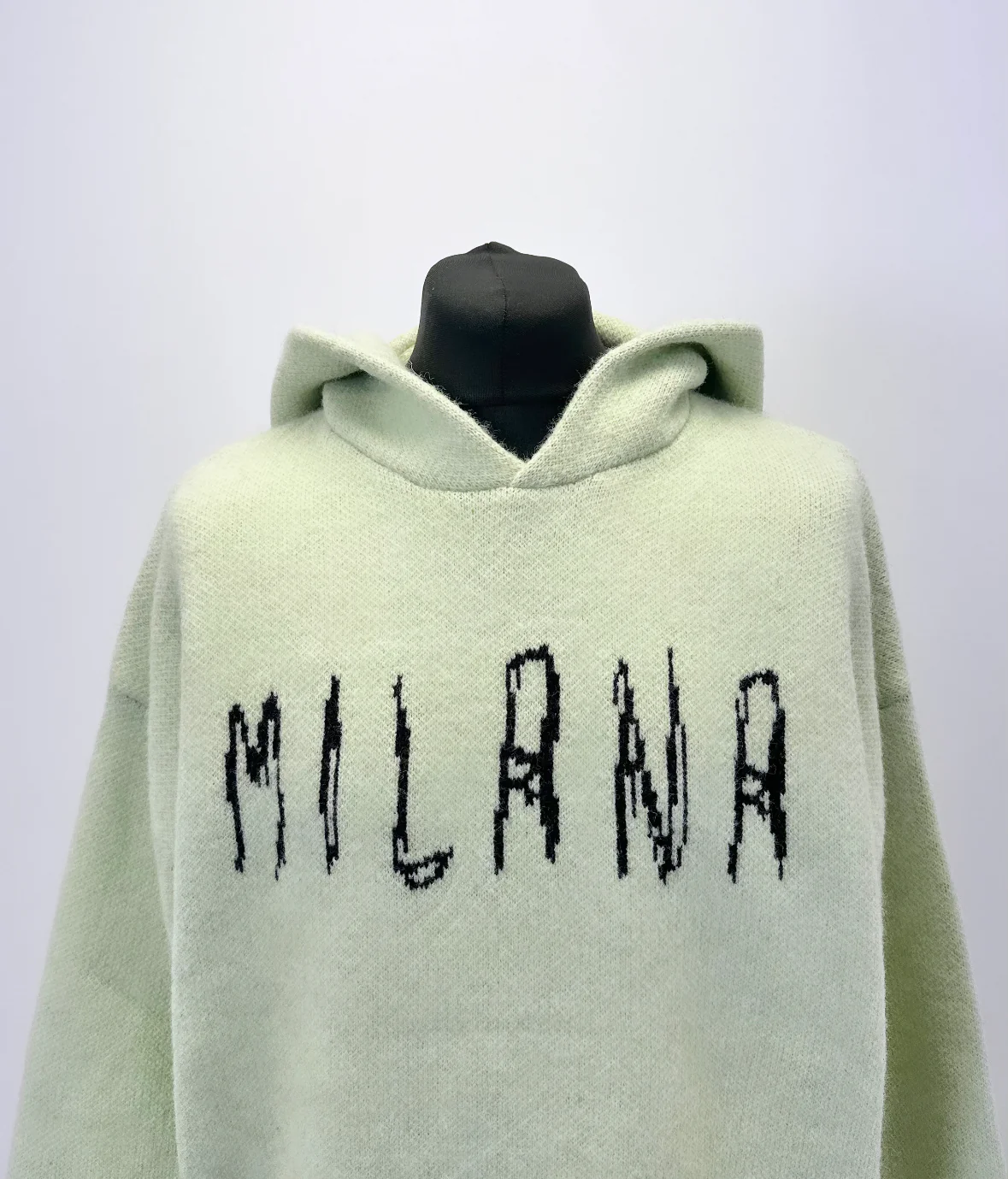 Pistachio Smiley Patch Heavyweight Knit Hoodie. - Image 3
