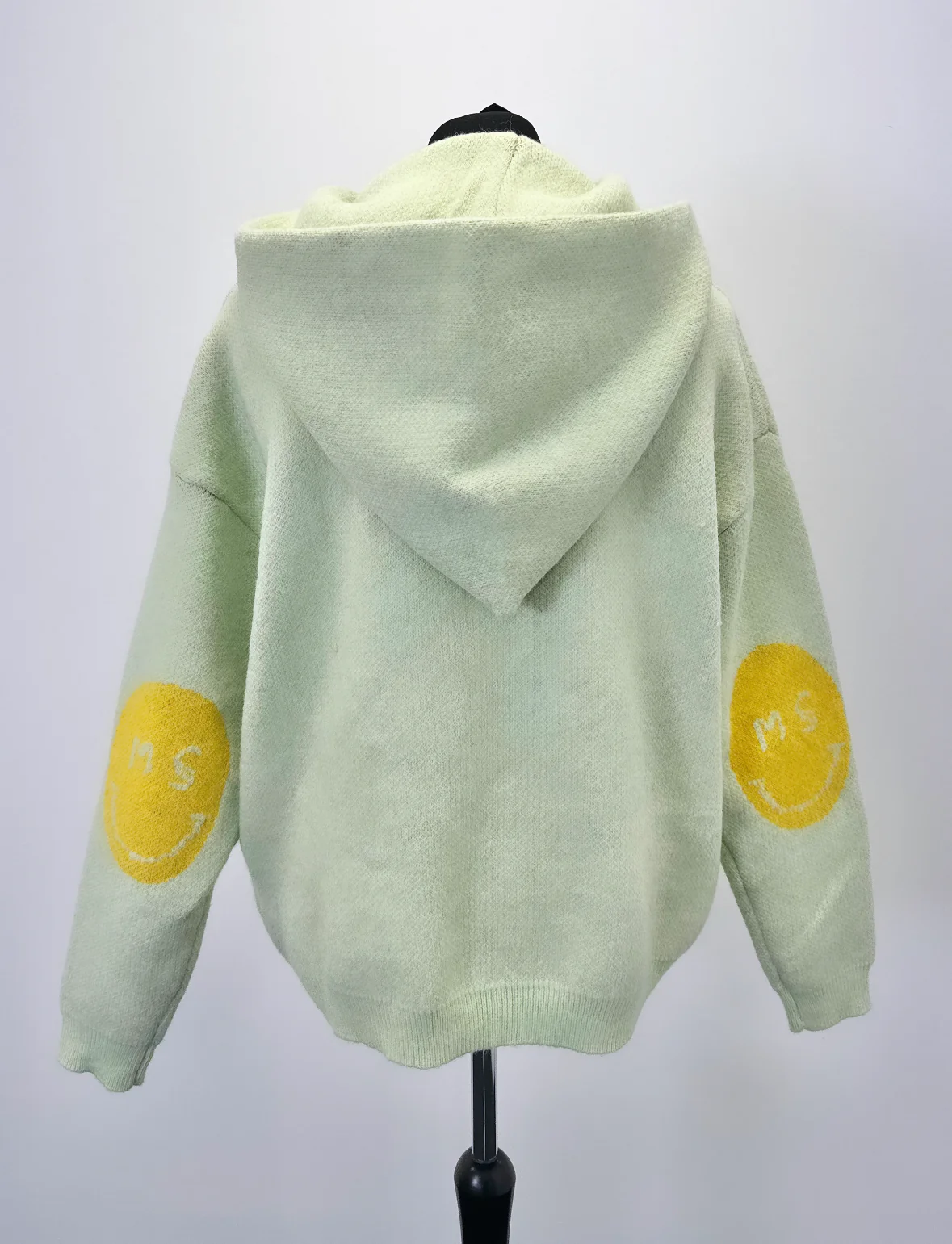 Pistachio Smiley Patch Heavyweight Knit Hoodie. - Image 5
