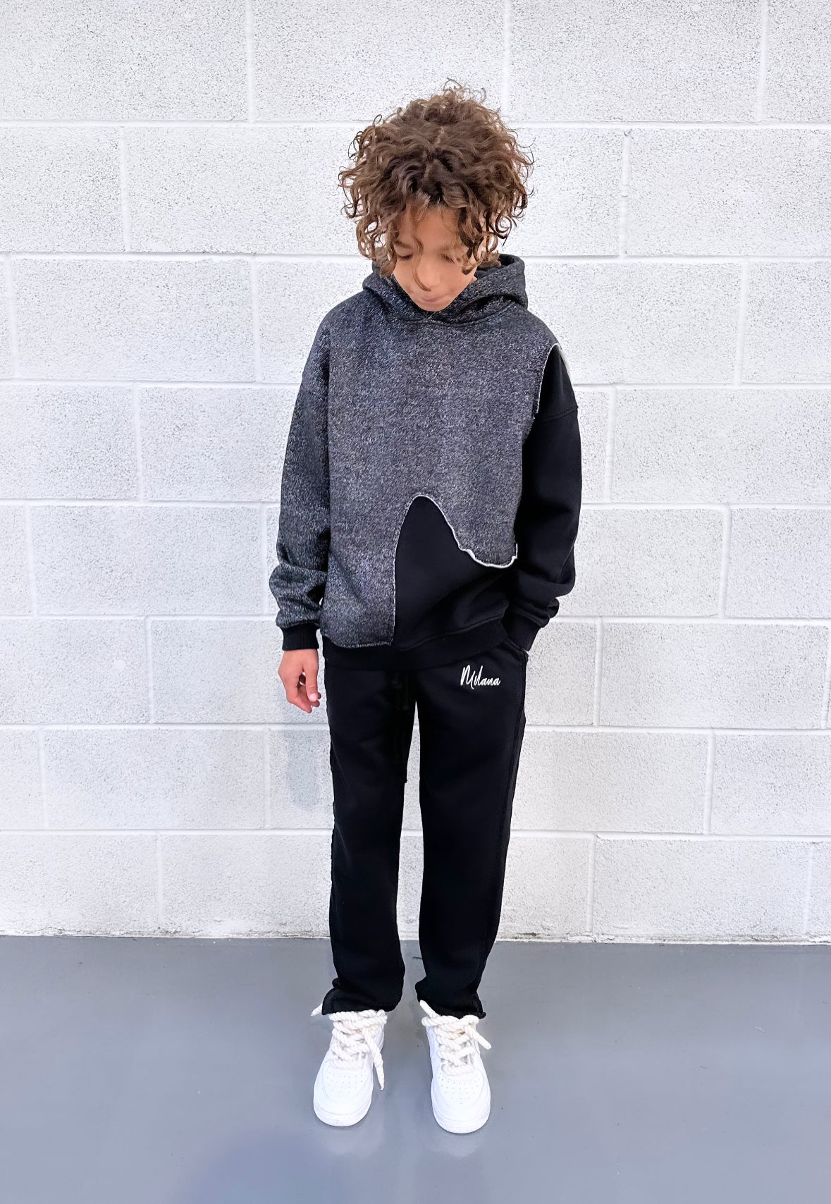 Swirl Kids Hoodie - Black / Silver Sparkle. - Image 3