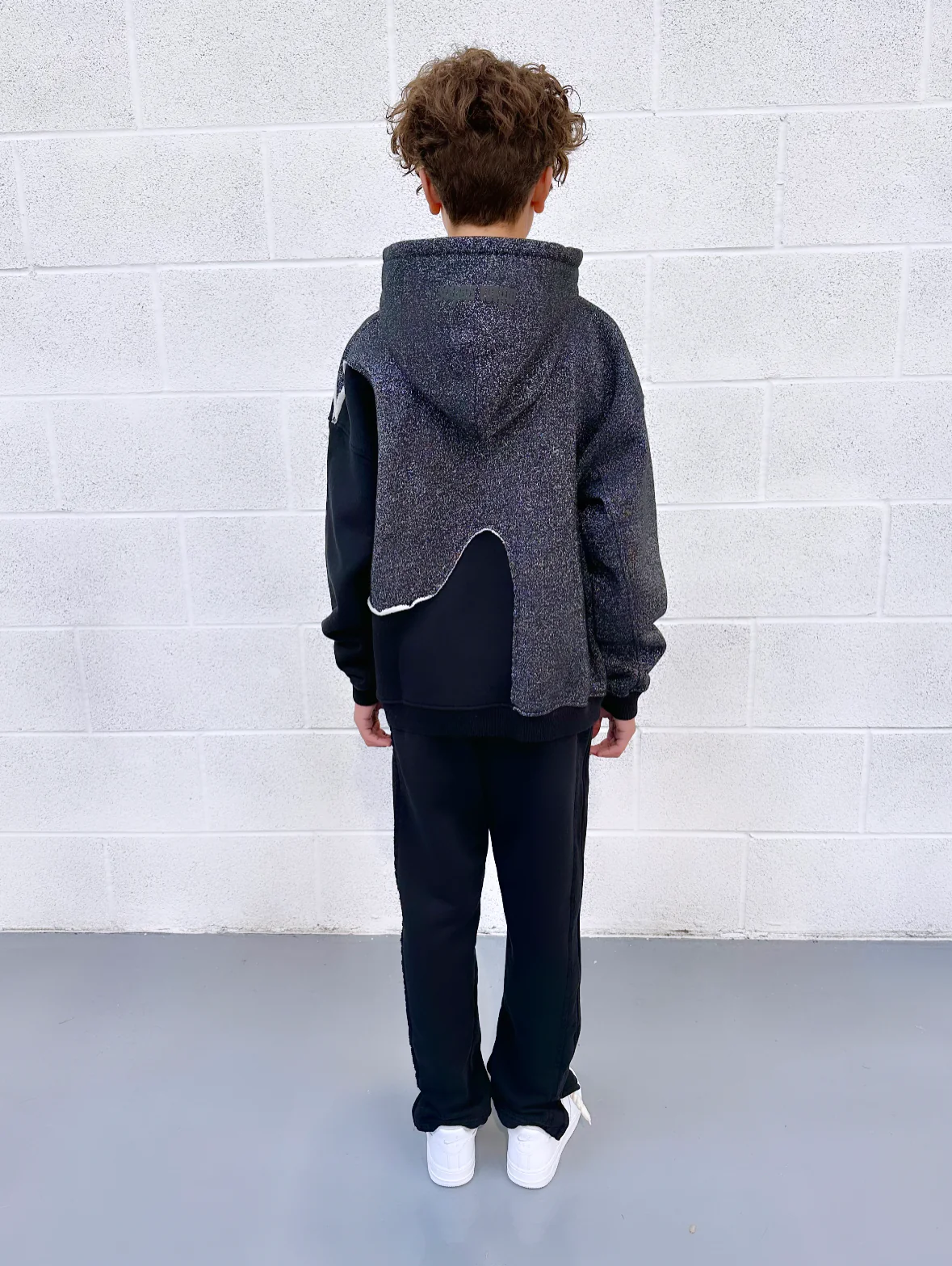 Swirl Kids Hoodie - Black / Silver Sparkle. - Image 4