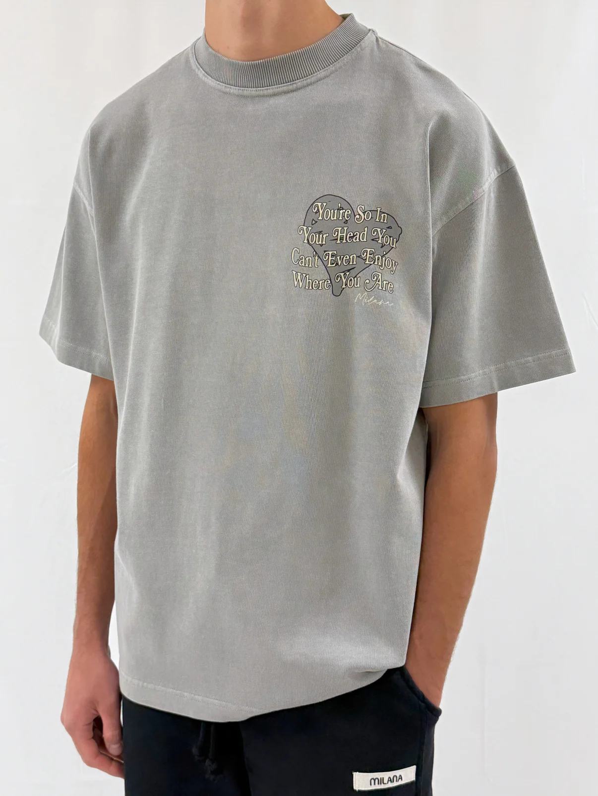 Washed Ash Grey Heart Quote Heavyweight T-shirt. - Image 3