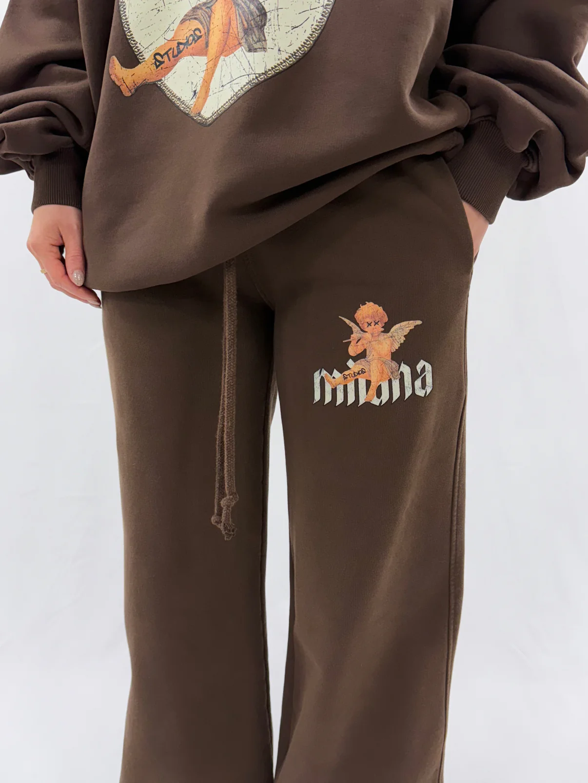 Washed Brown Cherub Wide Sweatpants. - Image 3