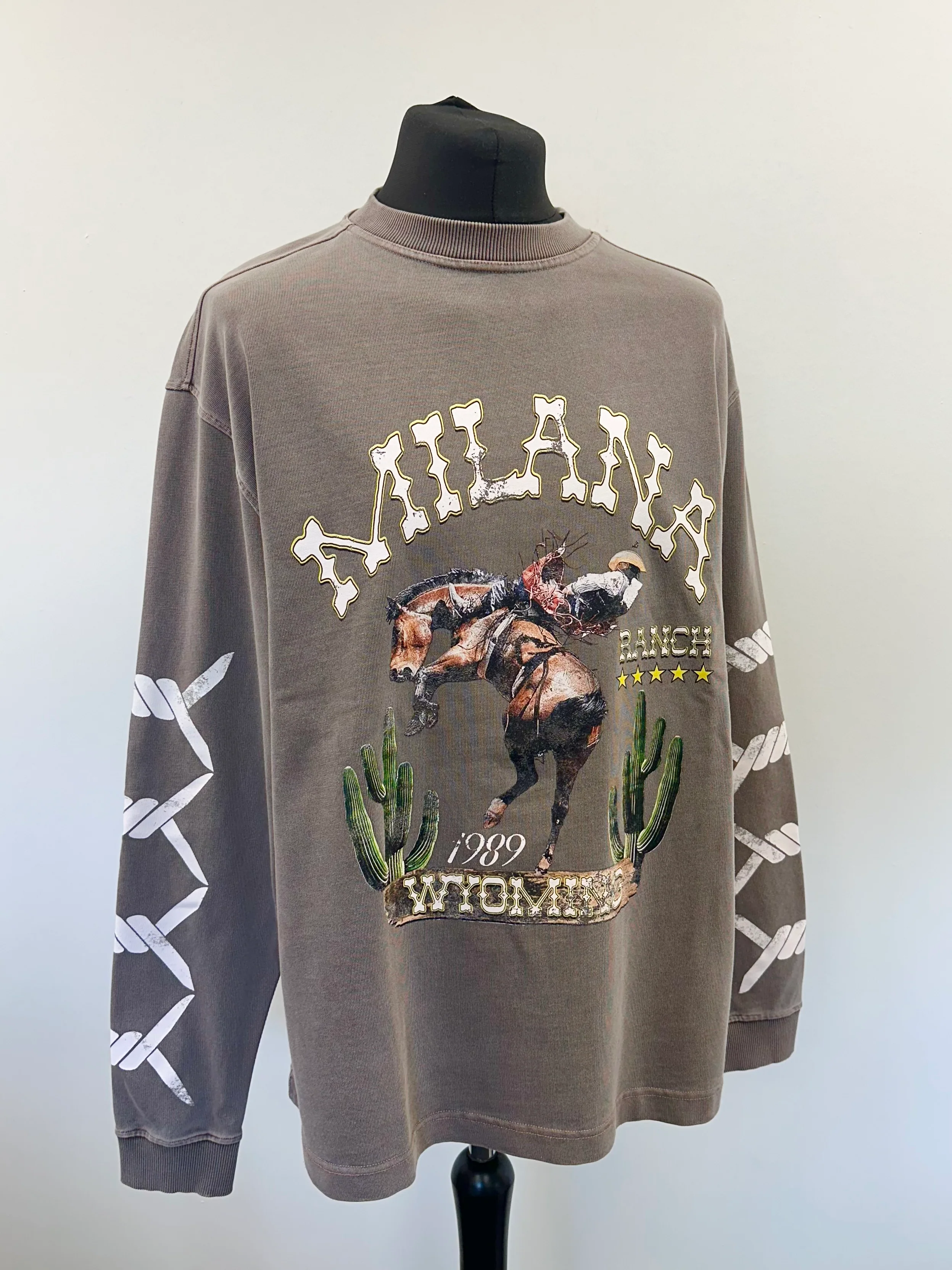 Washed Brown Ranch Heavyweight Long Sleeve T-shirt. - Image 3