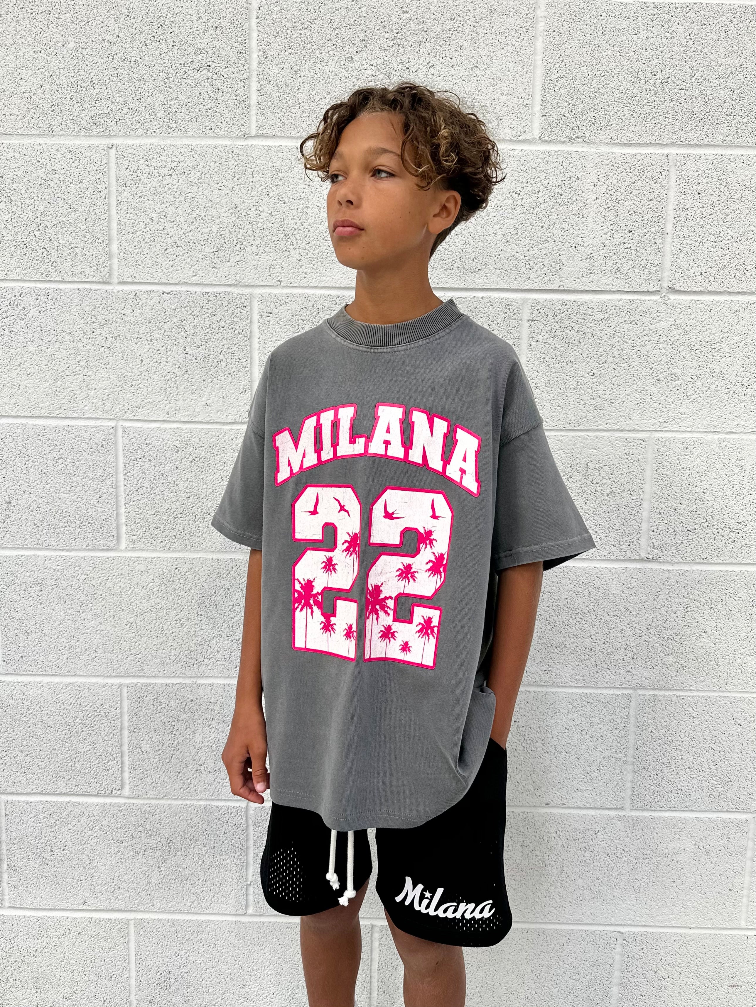 Washed Charcoal 22 Palm Kids T-shirt. - Image 3