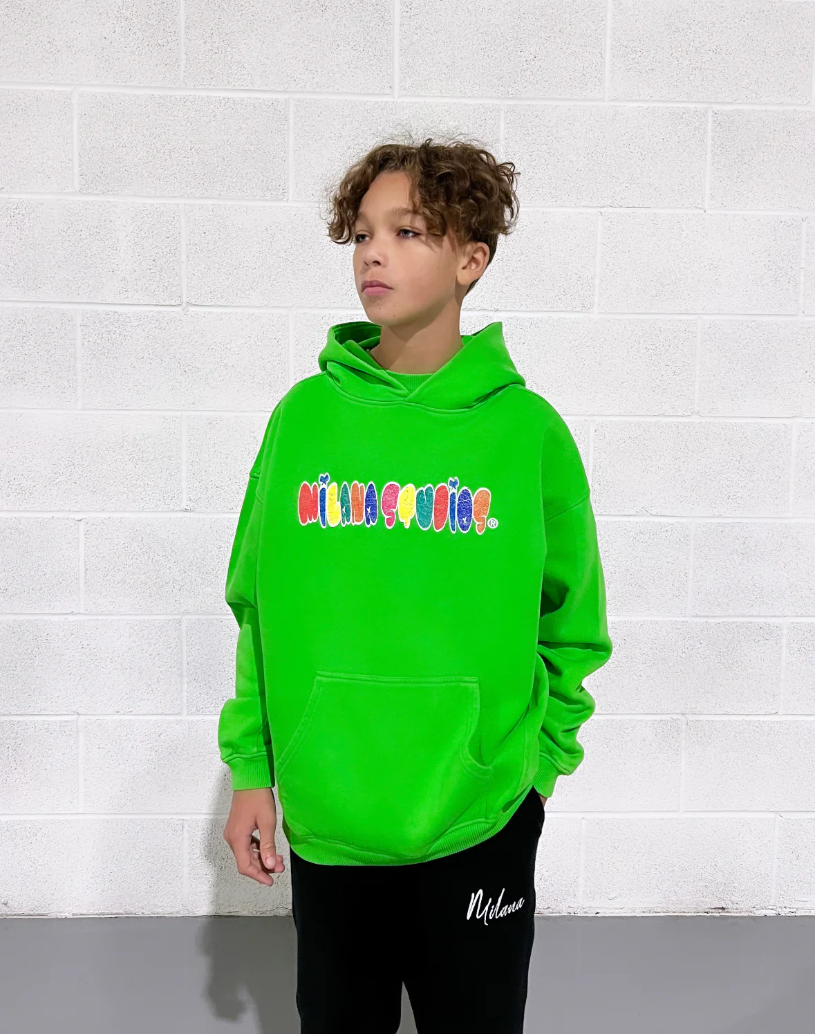 Washed Green Bubble Kids Hoodie. - Image 4