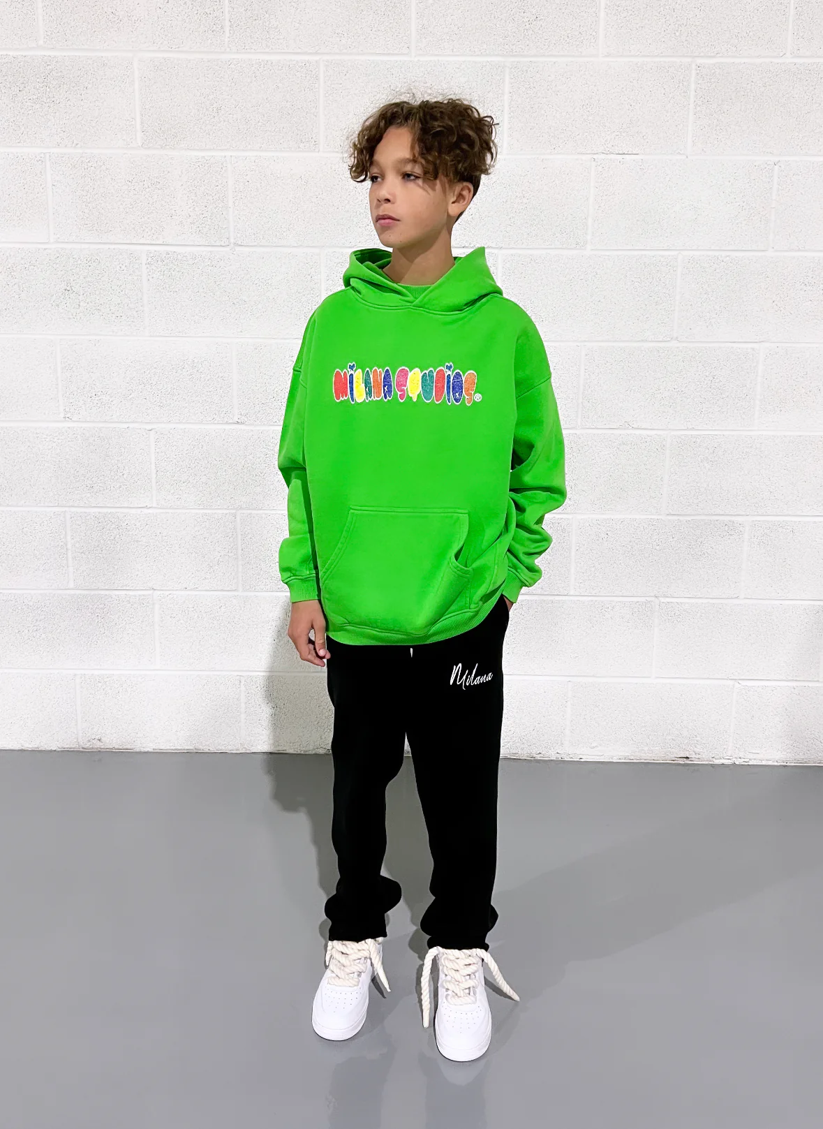 Washed Green Bubble Kids Hoodie. - Image 5