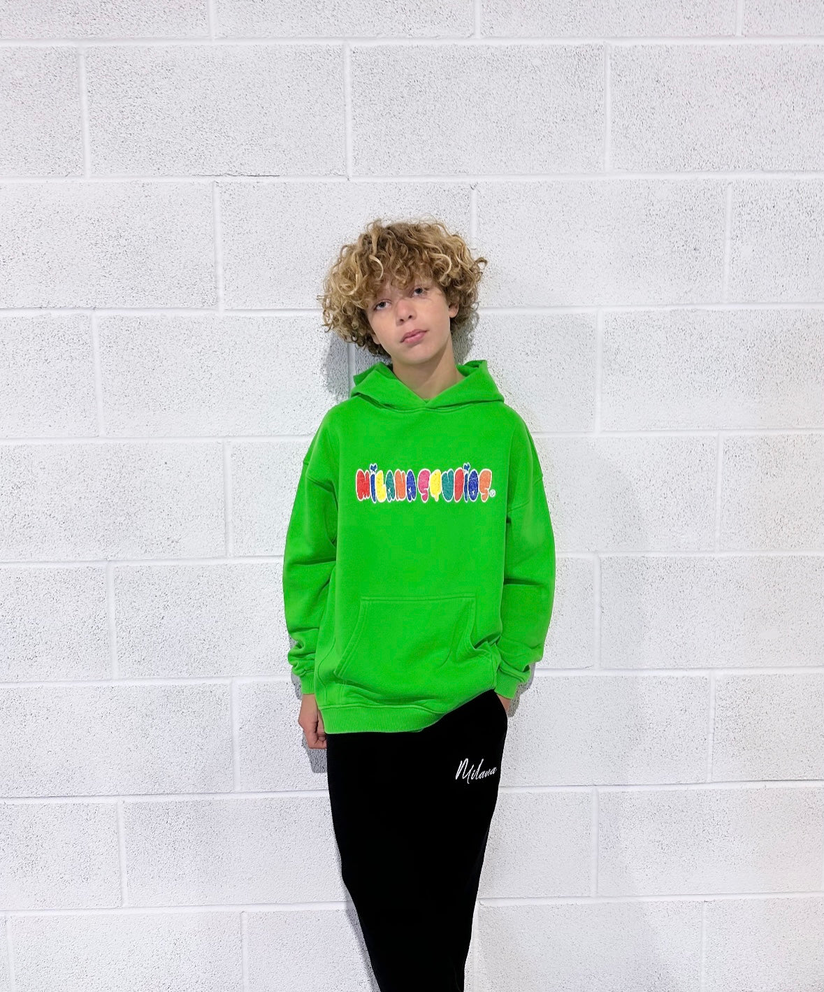 Washed Green Bubble Kids Hoodie. - Image 6