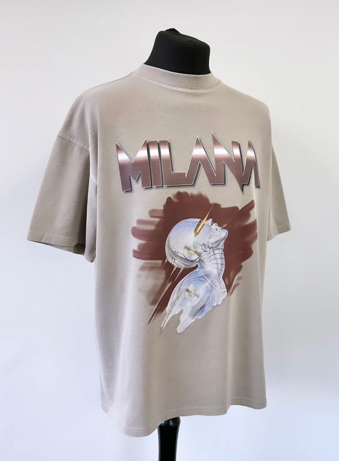 Washed Taupe Graphic Heavyweight T-shirt. - Image 3
